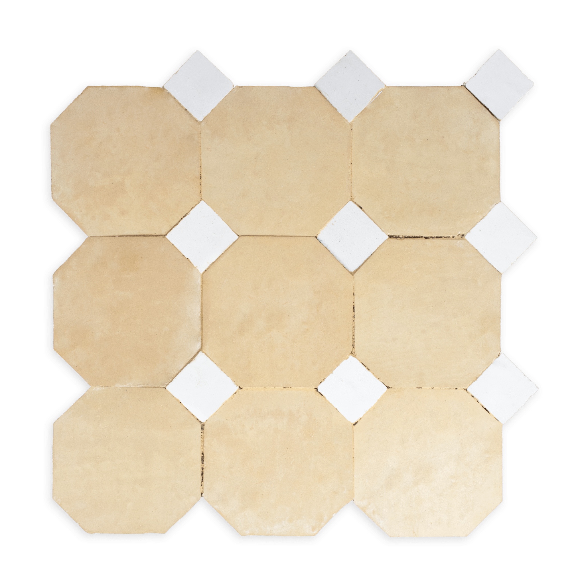 Moroccan Zellige Unglazed Mosaic with Snow White dots - Cemento Collection