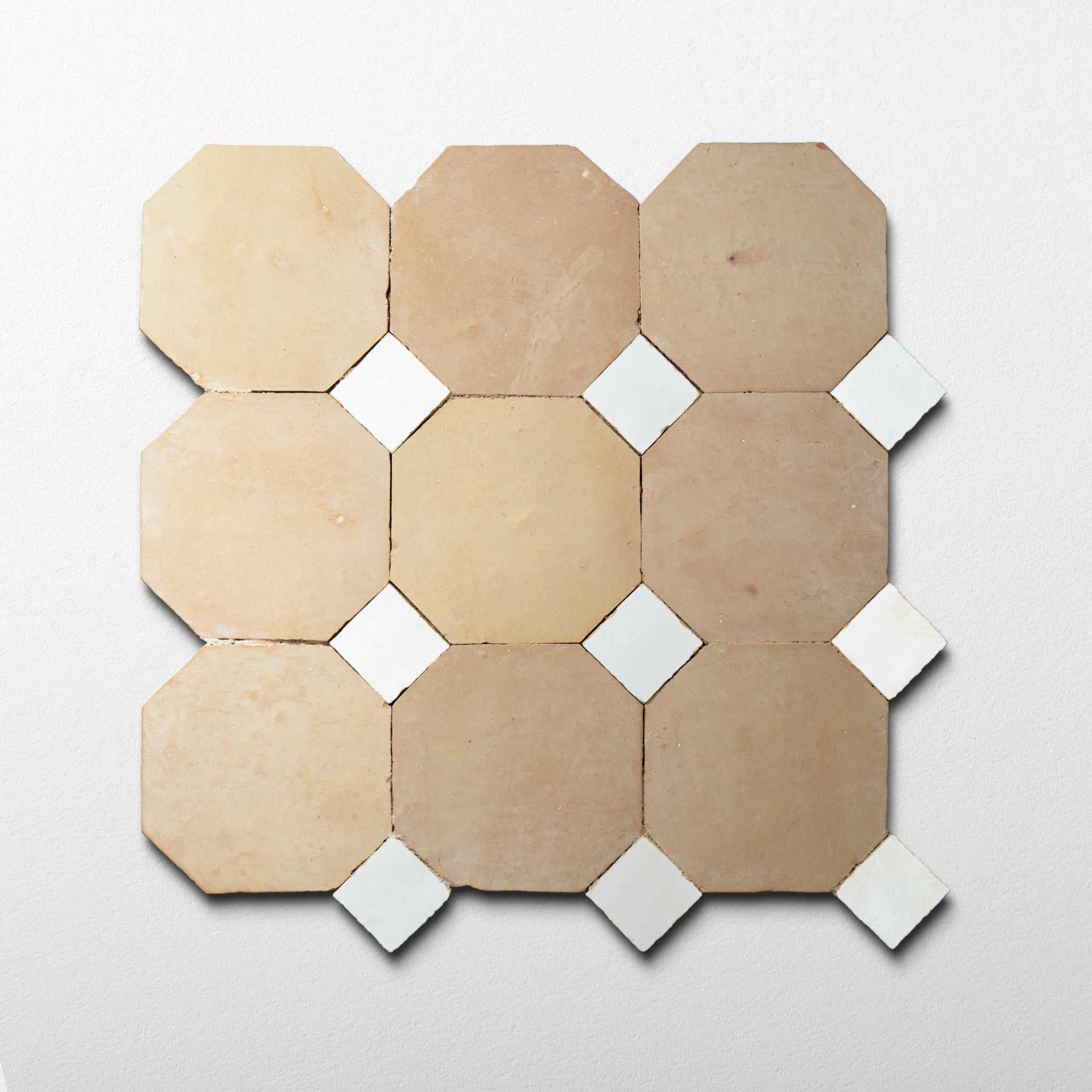 Moroccan Zellige Unglazed Mosaic with Snow White dots | Cemento