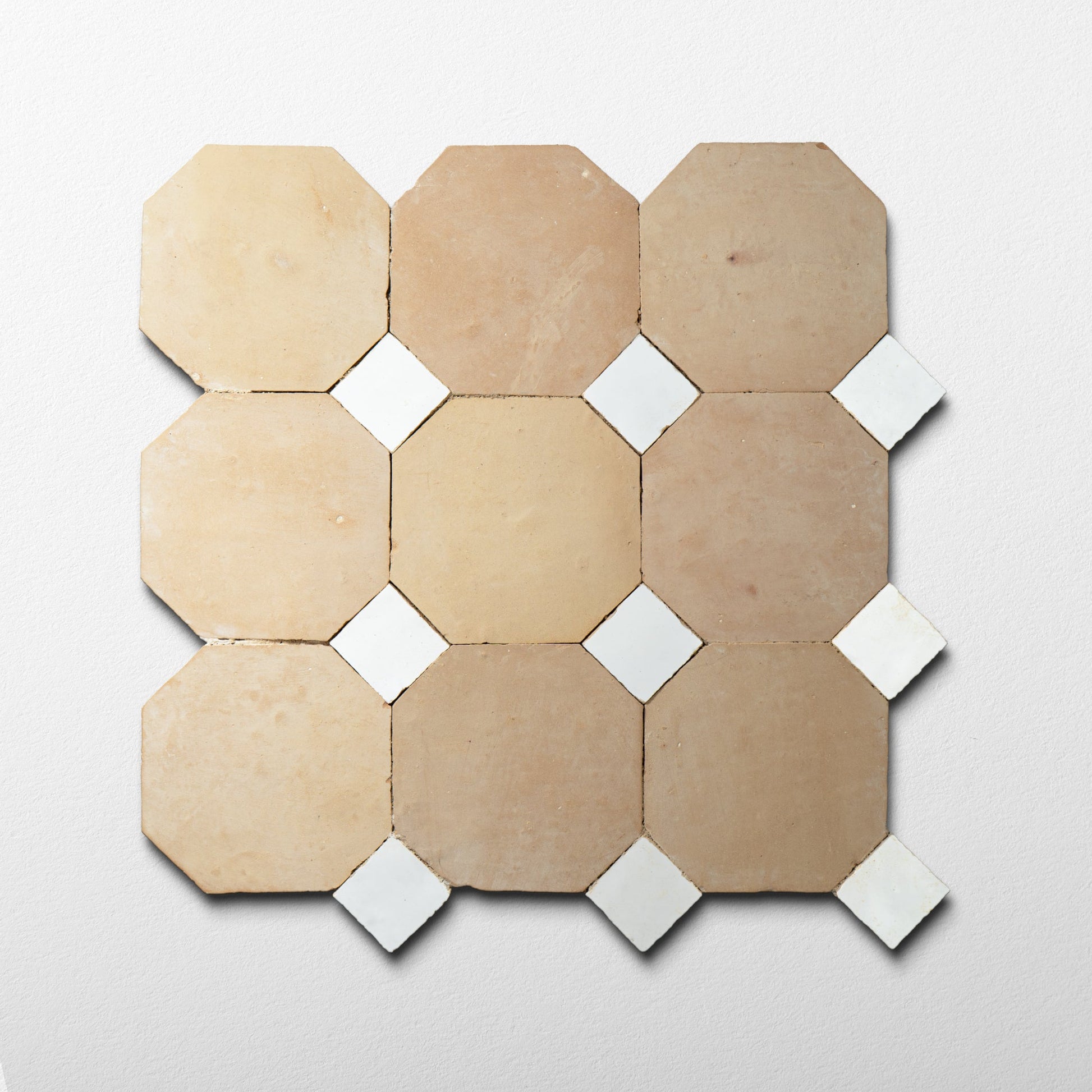 Moroccan Zellige Unglazed Mosaic with Snow White dots - Cemento Collection