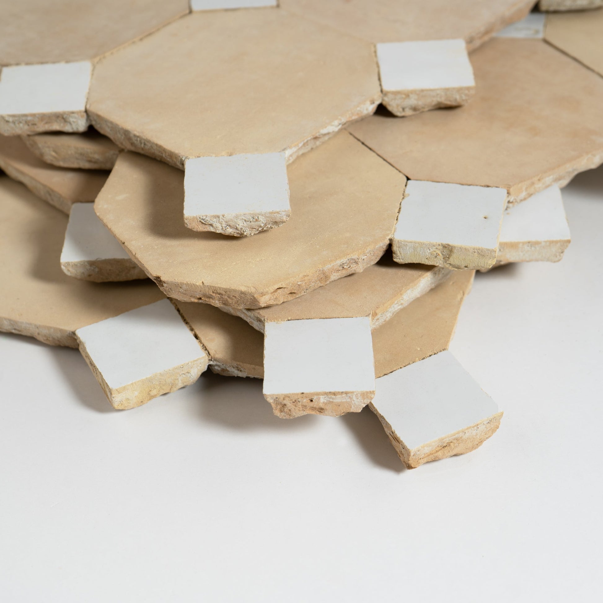 Moroccan Zellige Unglazed Mosaic with Snow White dots - Cemento Collection