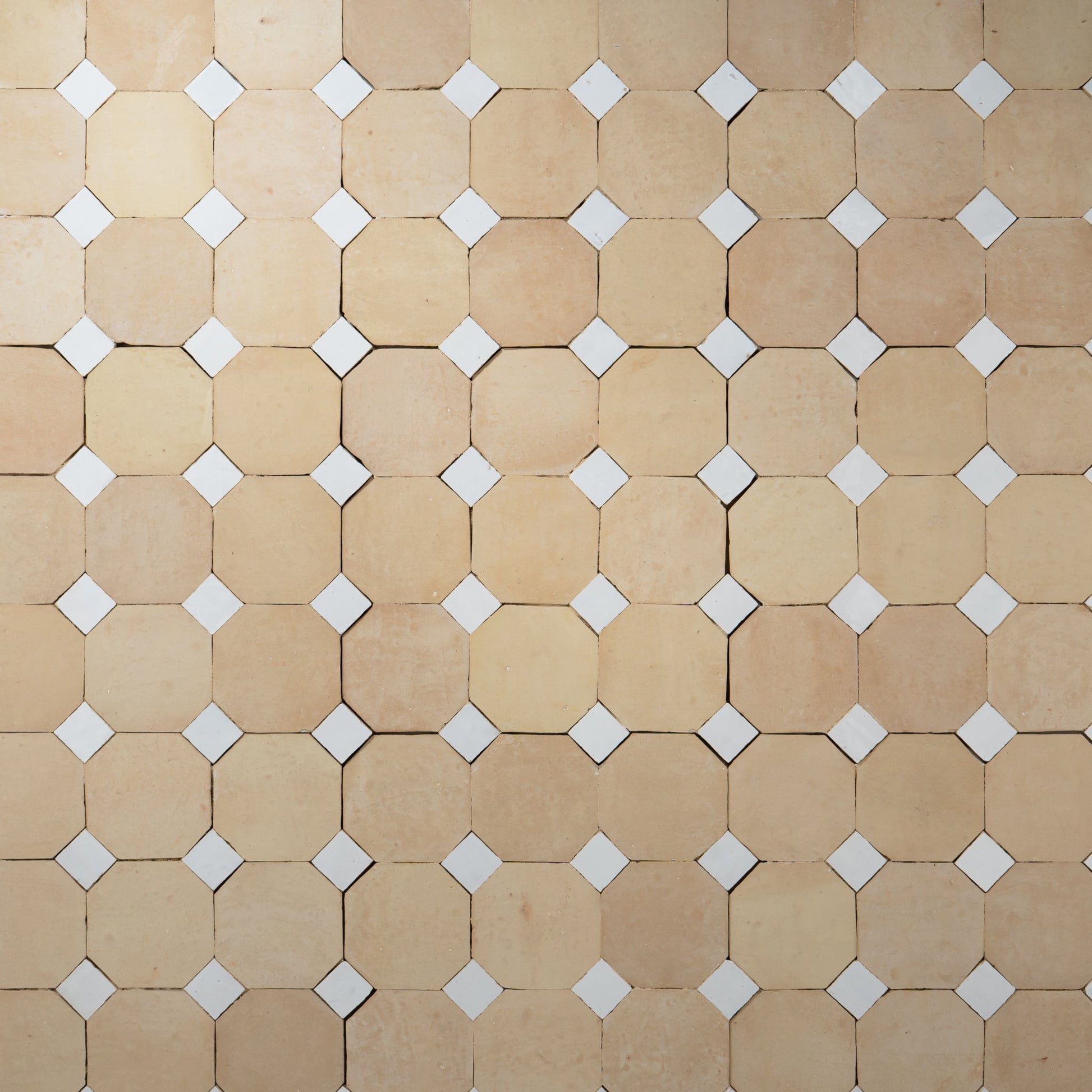 Moroccan Zellige Unglazed Mosaic with Snow White dots - Cemento Collection