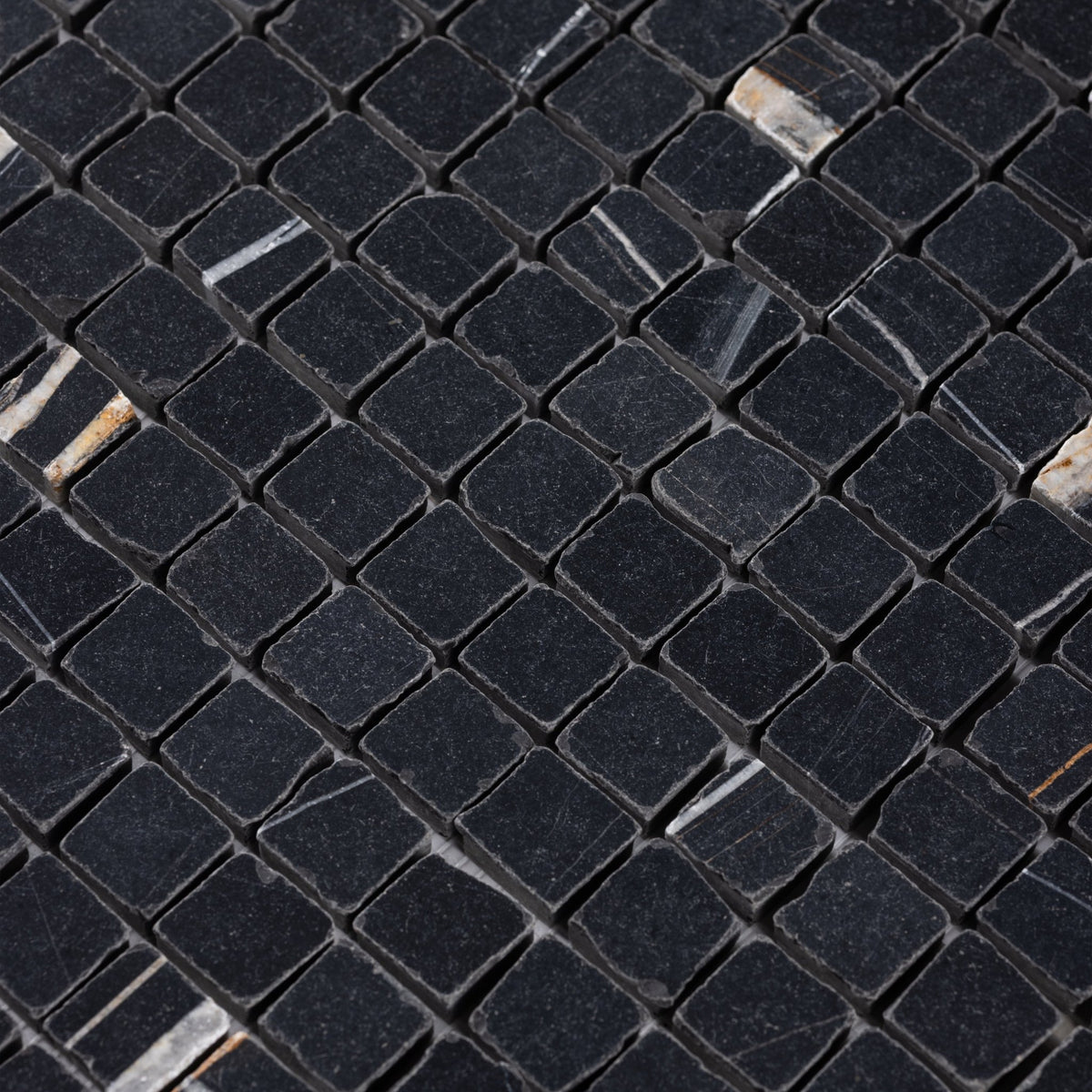 Nero Dorato 1x1 Patina Marble Mosaic Tile - Cemento Collection