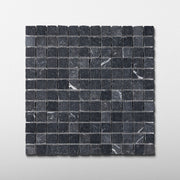 Nero Marquina 1x1 Patina Marble Mosaic Tile - Cemento Collection