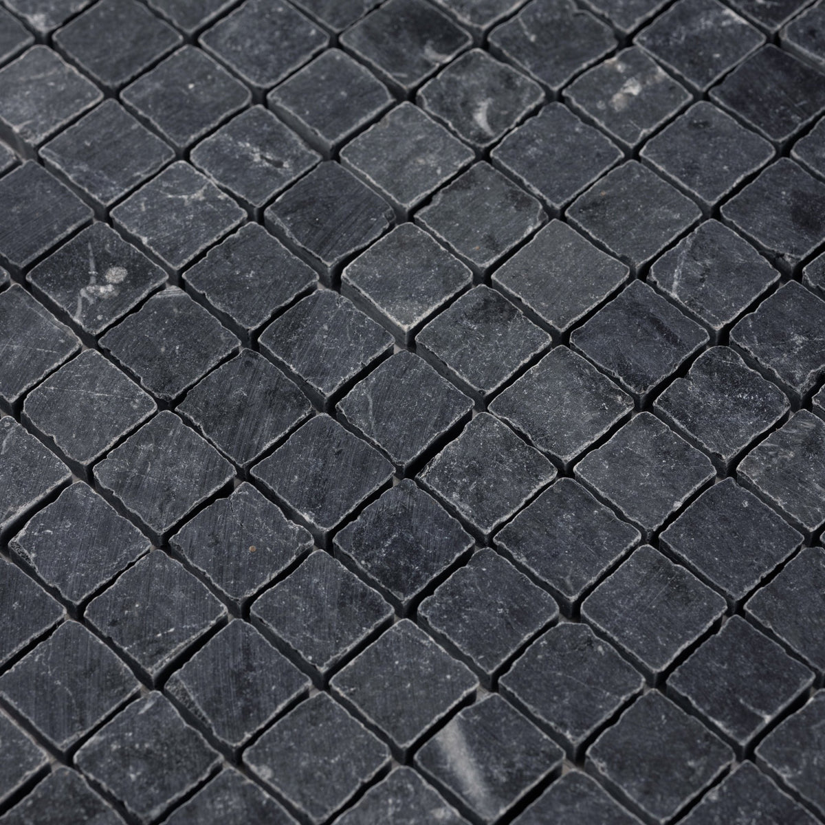 Nero Marquina 1x1 Patina Marble Mosaic Tile - Cemento Collection