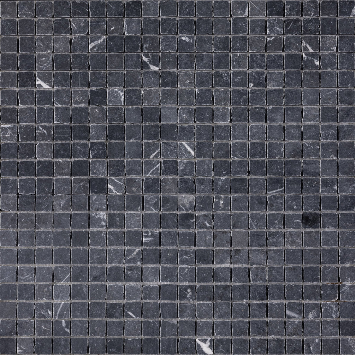 Nero Marquina 1x1 Patina Marble Mosaic Tile - Cemento Collection