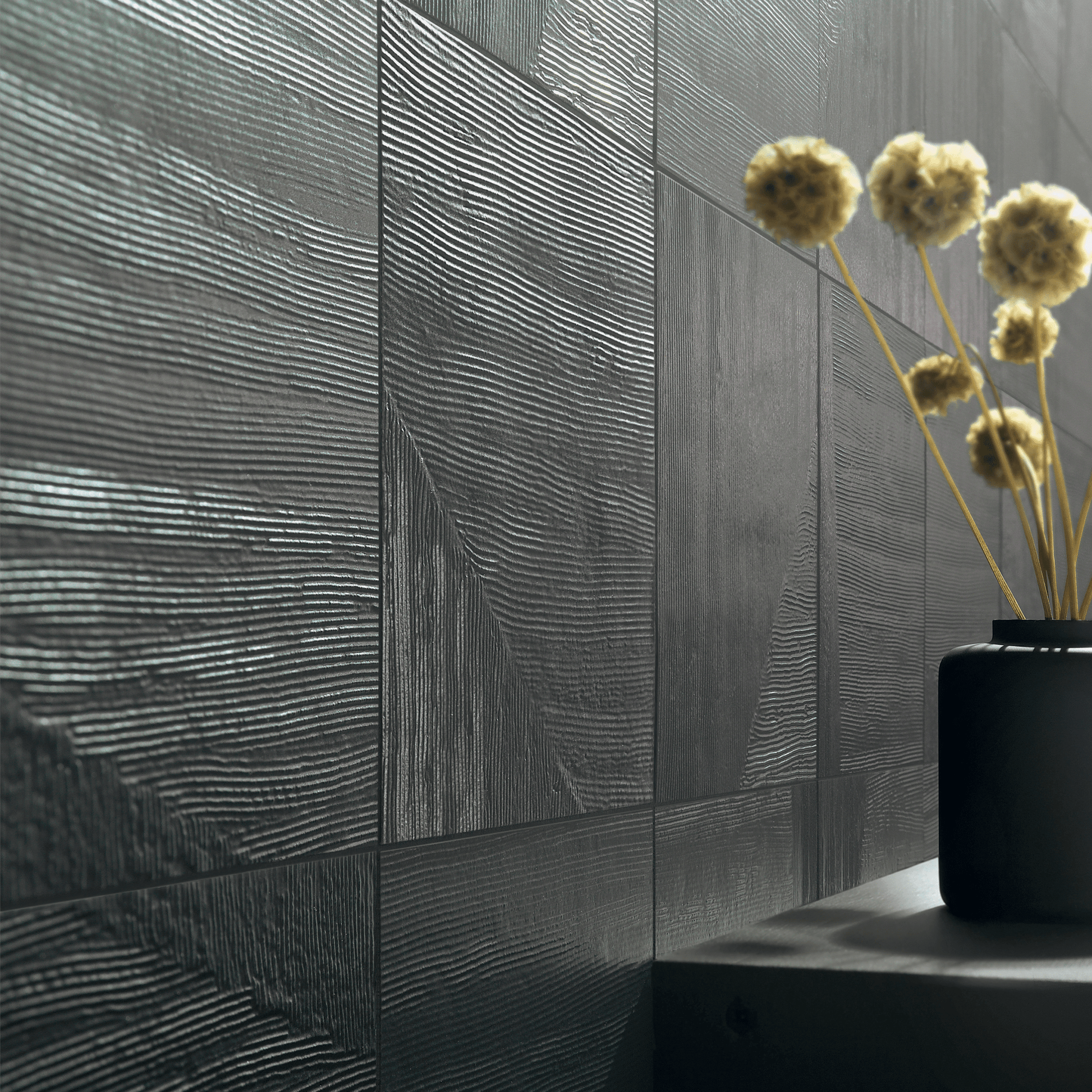 Ostracom Sirio Black 6.5x6.5 Porcelain Tile - Cemento Collection