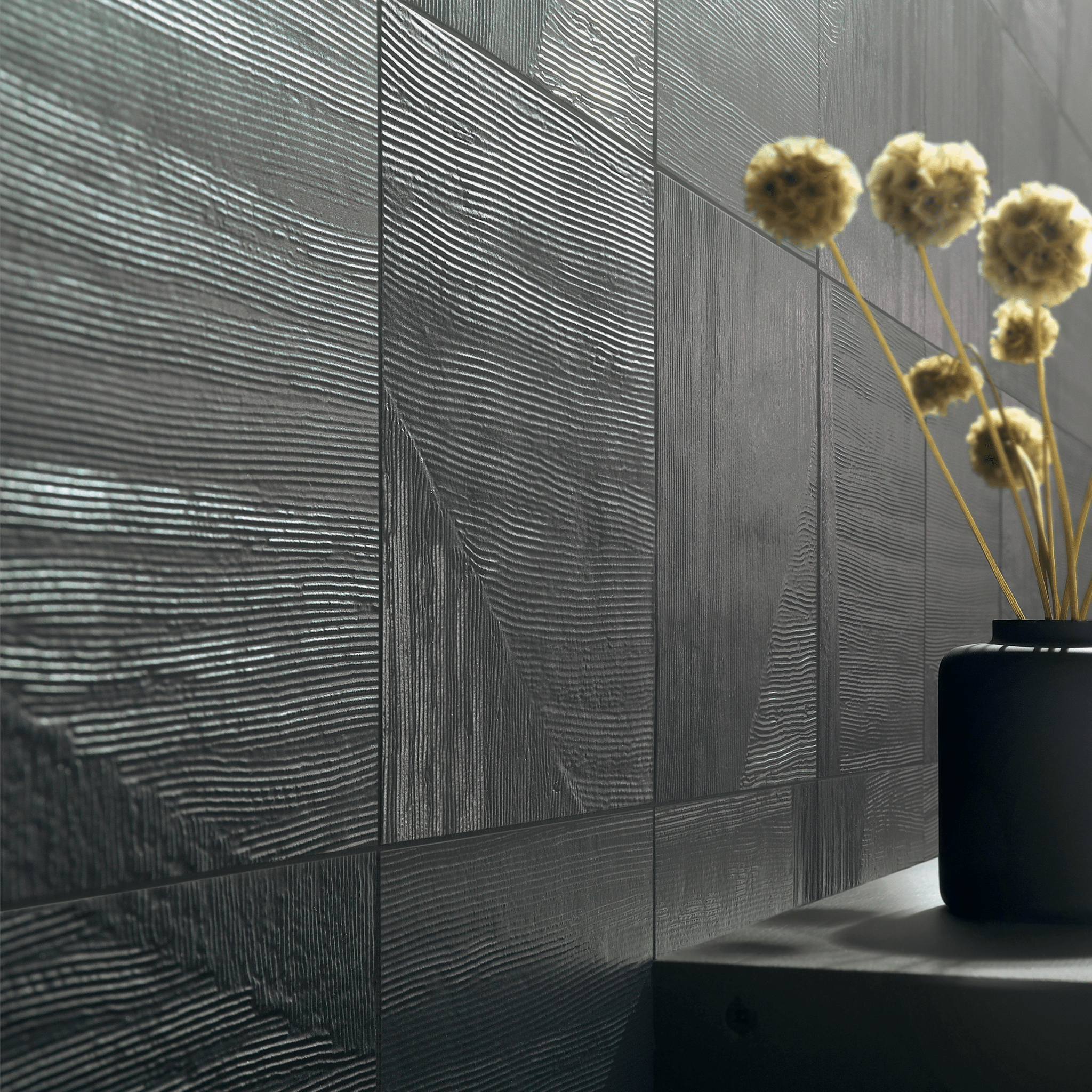 Ostracom Sirio Black 6.5x6.5 Porcelain Tile - Cemento Collection