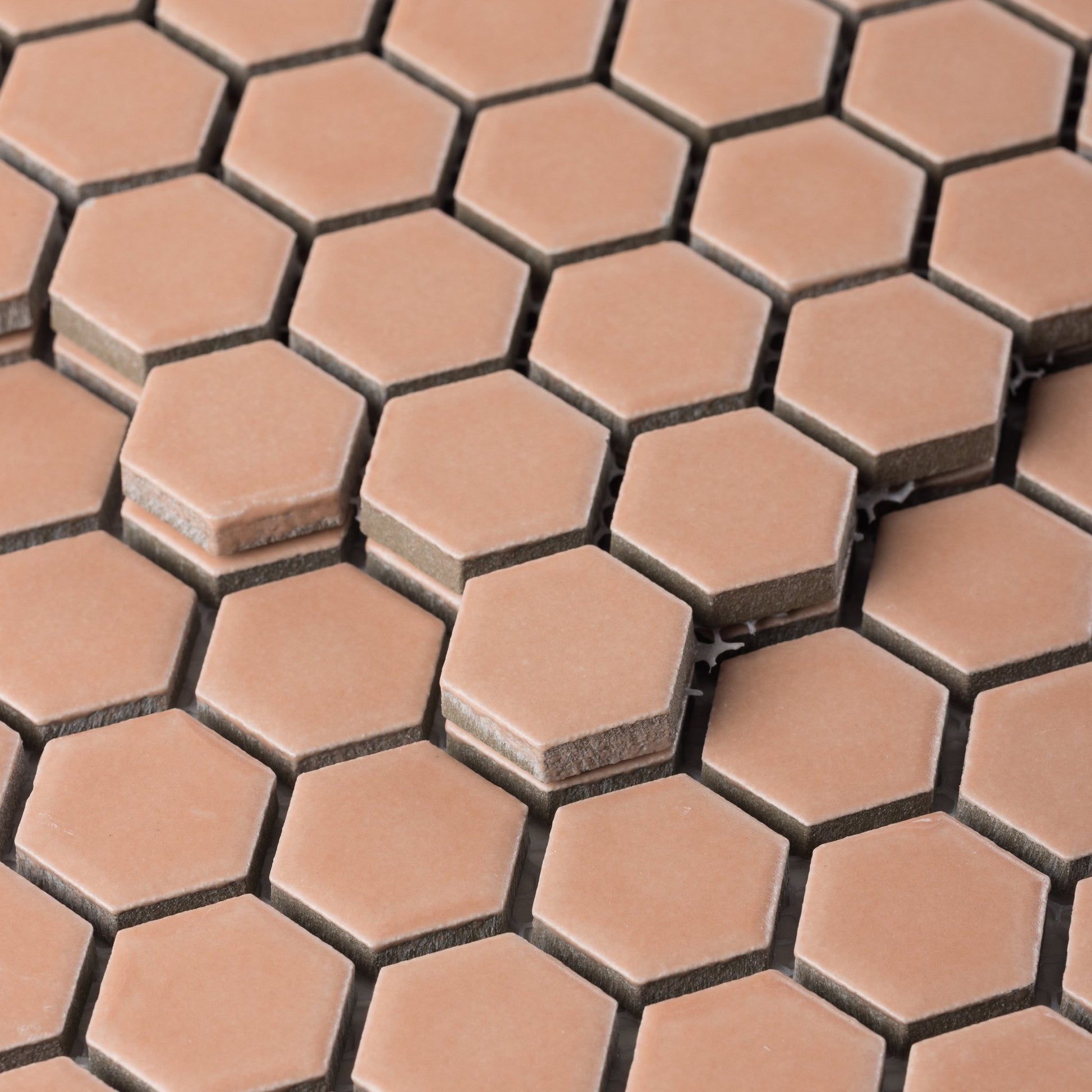 Peach 1" Hexagon Matte Porcelain Mosaic Tile - Cemento Collection