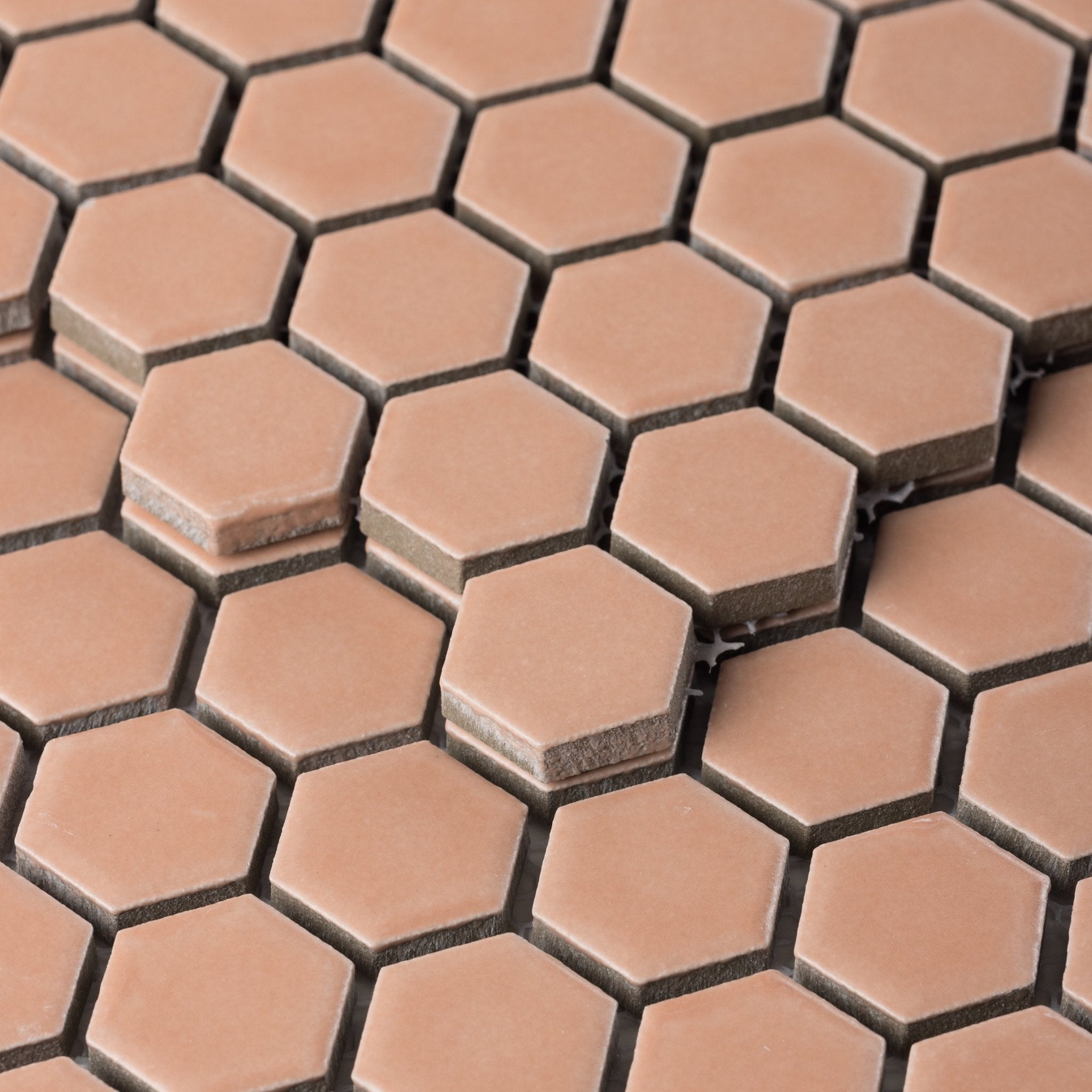 Peach 1" Hexagon Matte Porcelain Mosaic Tile - Cemento Collection