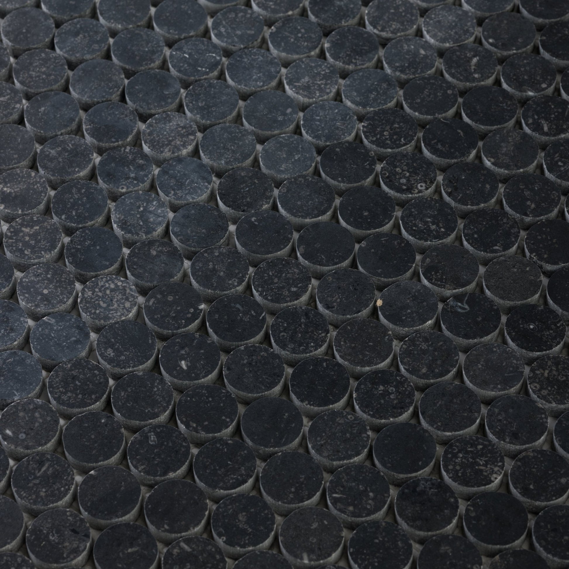 Penny Round 1" Belgian Bluestone Limestone Honed Mosaic Tile - Cemento Collection