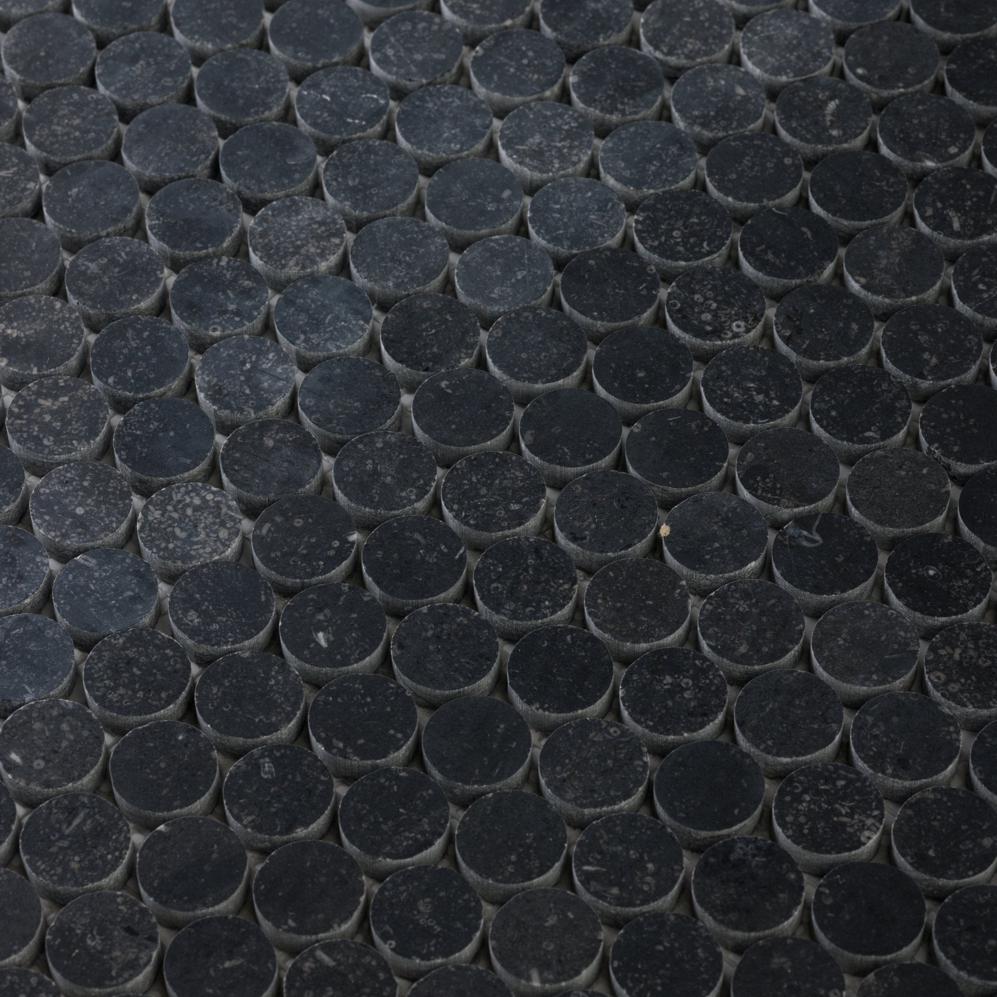 Penny Round 1" Belgian Bluestone Limestone Honed Mosaic Tile - Cemento Collection