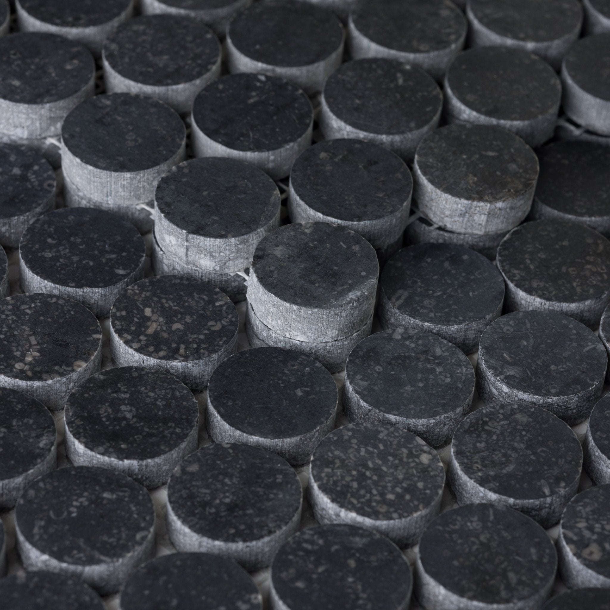 Penny Round 1" Belgian Bluestone Limestone Honed Mosaic Tile - Cemento Collection