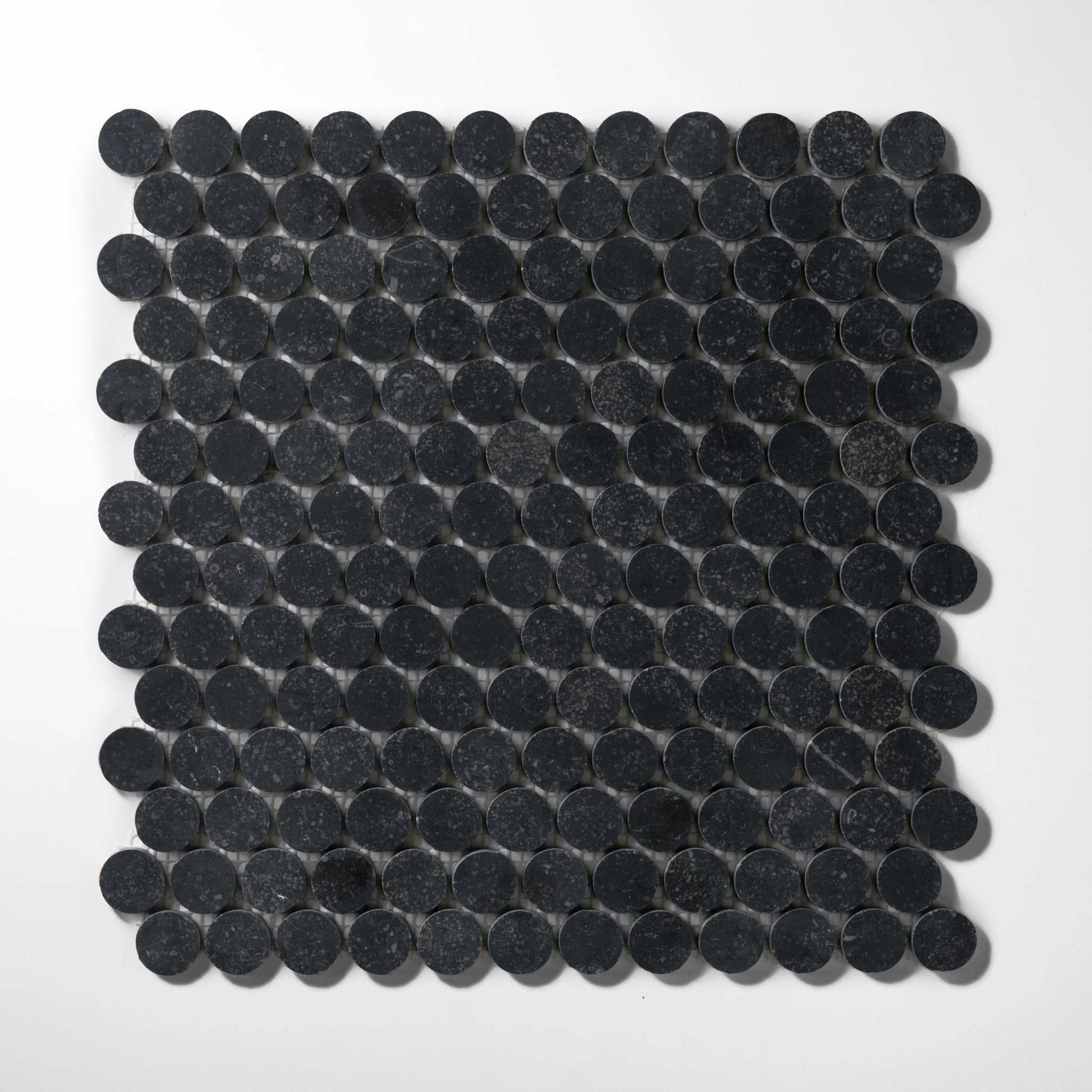 Penny Round 1" Belgian Bluestone Limestone Honed Mosaic Tile - Cemento Collection