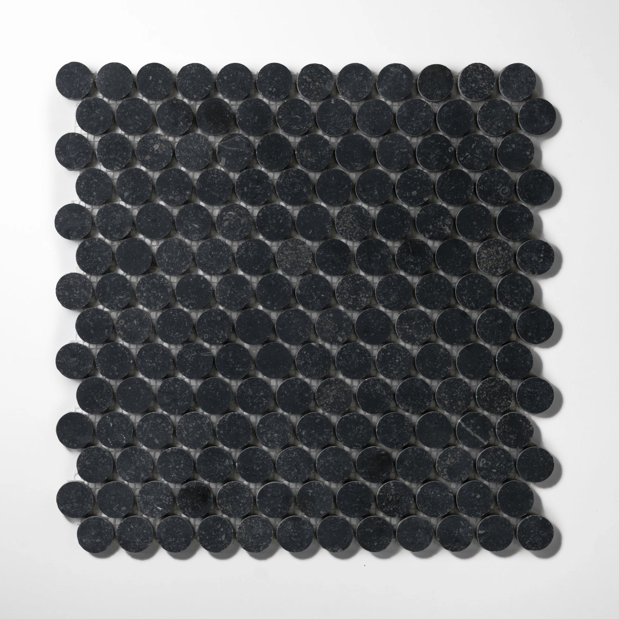 Penny Round 1" Belgian Bluestone Limestone Honed Mosaic Tile - Cemento Collection