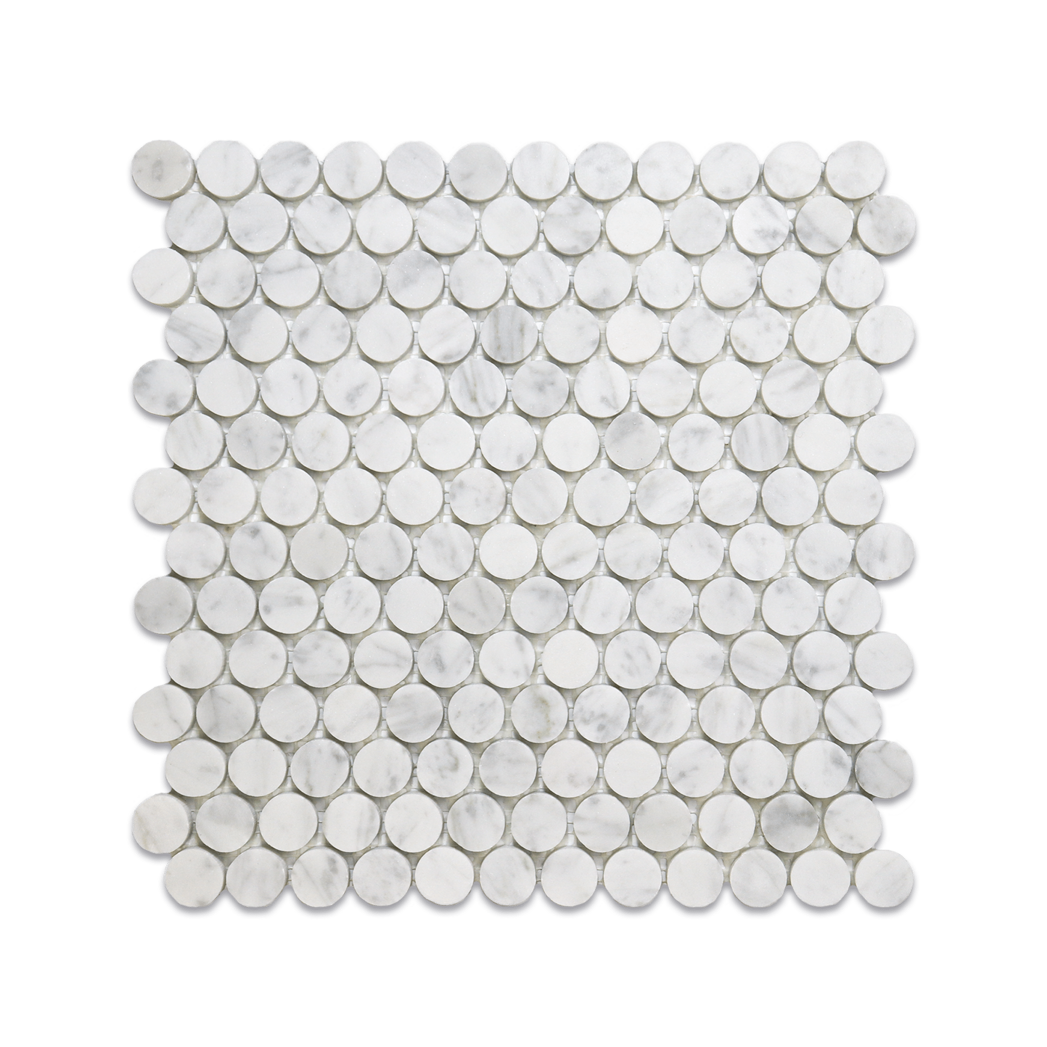 Penny Round 1" Bianco Carrara Marble Honed Mosaic Tile - Cemento Collection