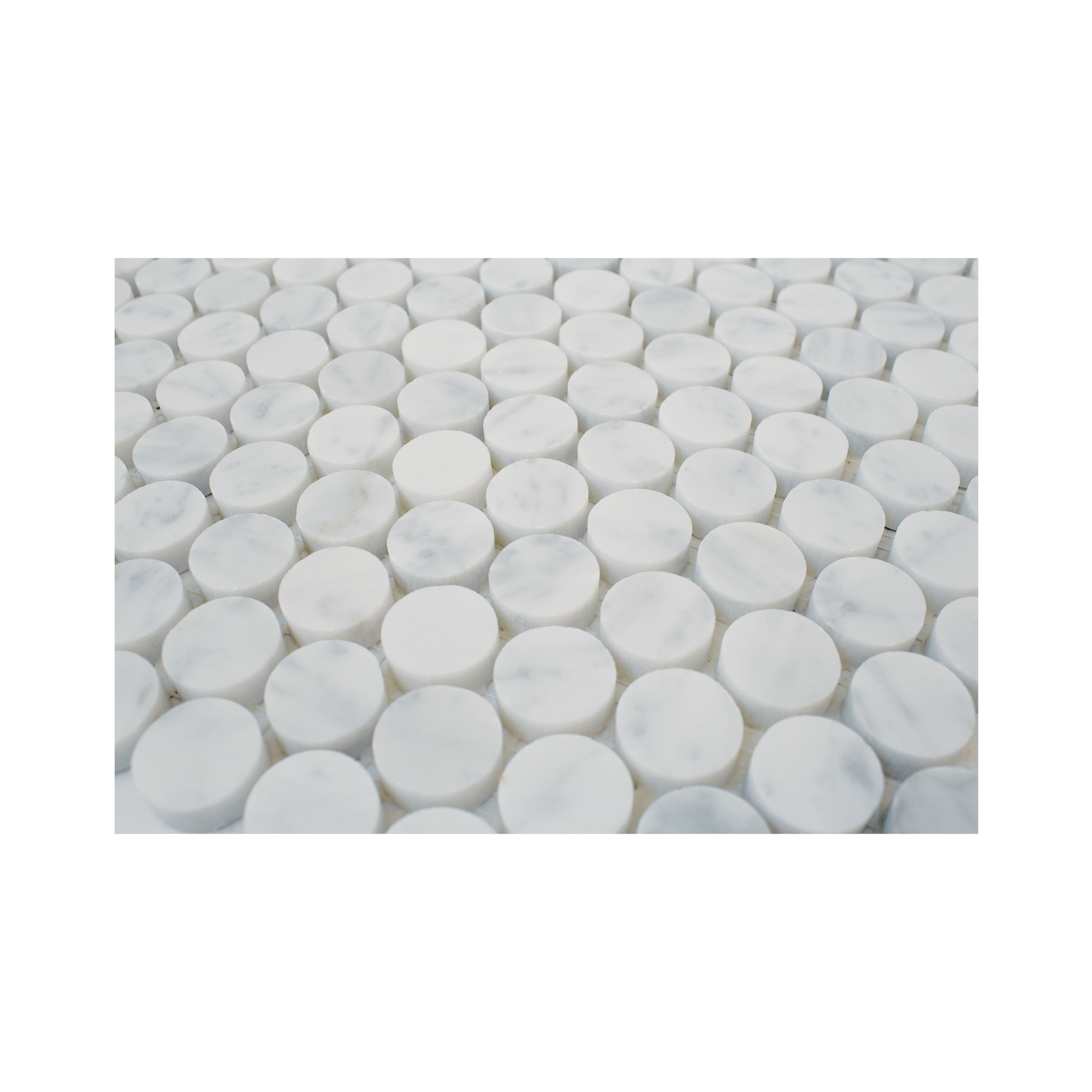Penny Round 1" Bianco Carrara Marble Honed Mosaic Tile - Cemento Collection