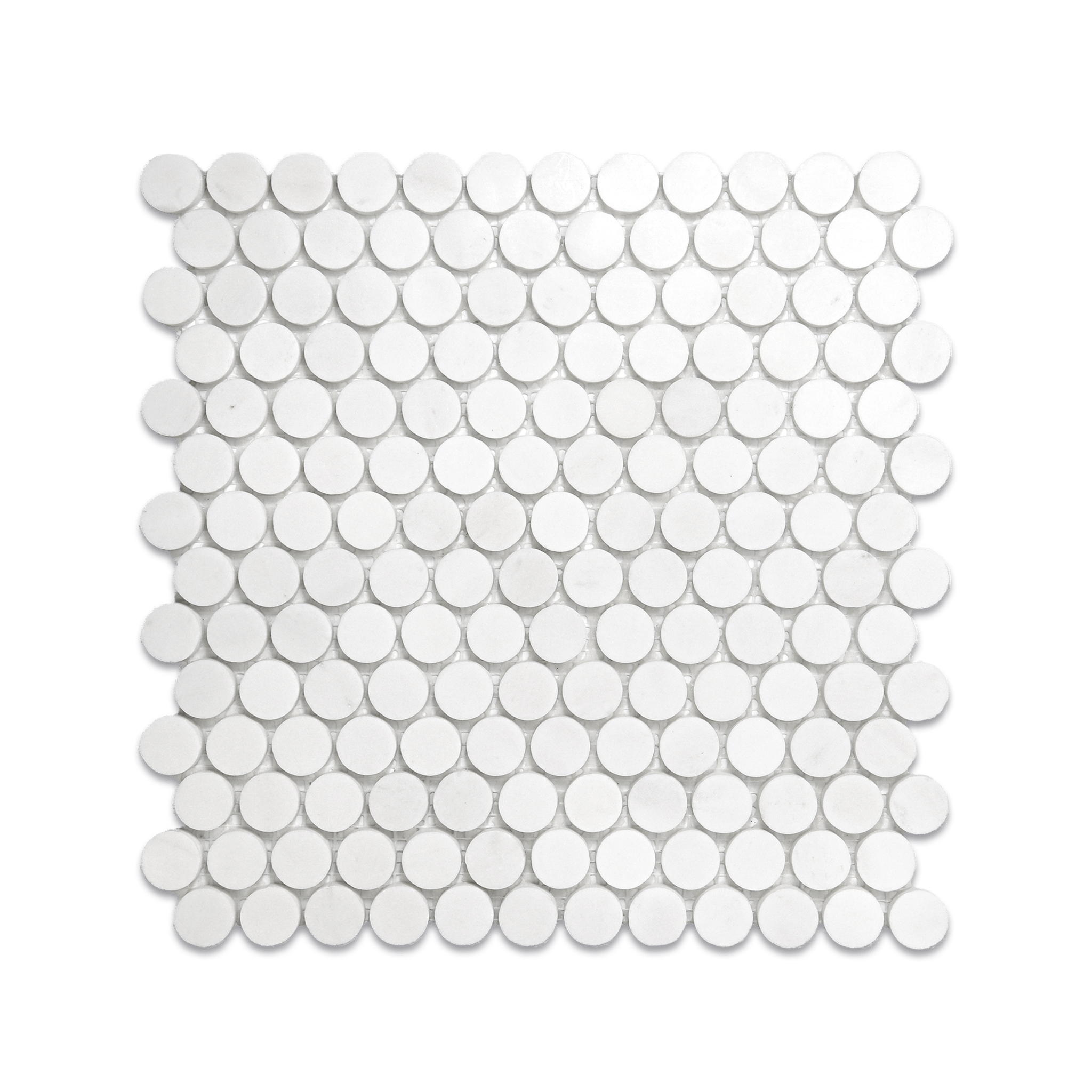 Penny Round 1" Bianco Dolomite Marble Honed Mosaic Tile - Cemento Collection