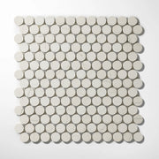 Penny Round 1" Bianco Perlino Marble Honed Mosaic Tile - Cemento Collection