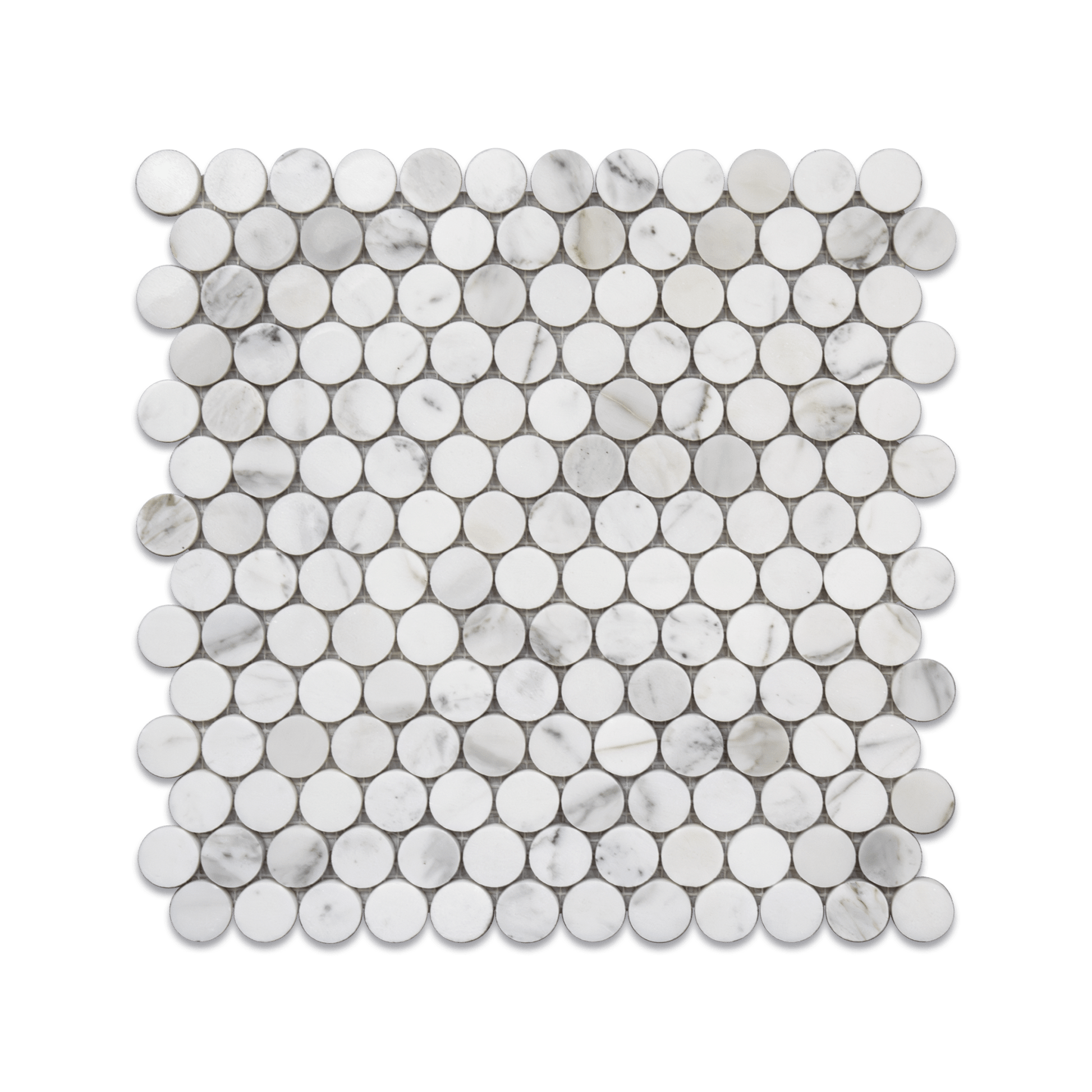 Penny Round 1" Calacatta Gold Marble Polished Mosaic Tile - Cemento Collection
