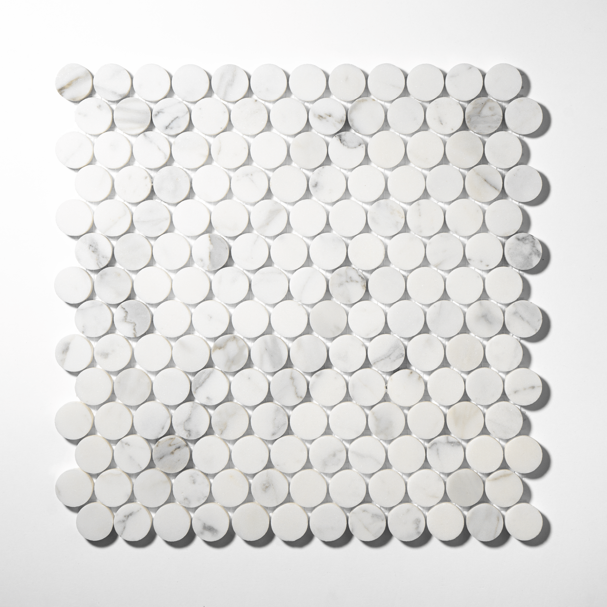 Penny Round 1"  Calacatta Gold Marble Polished Mosaic Tile