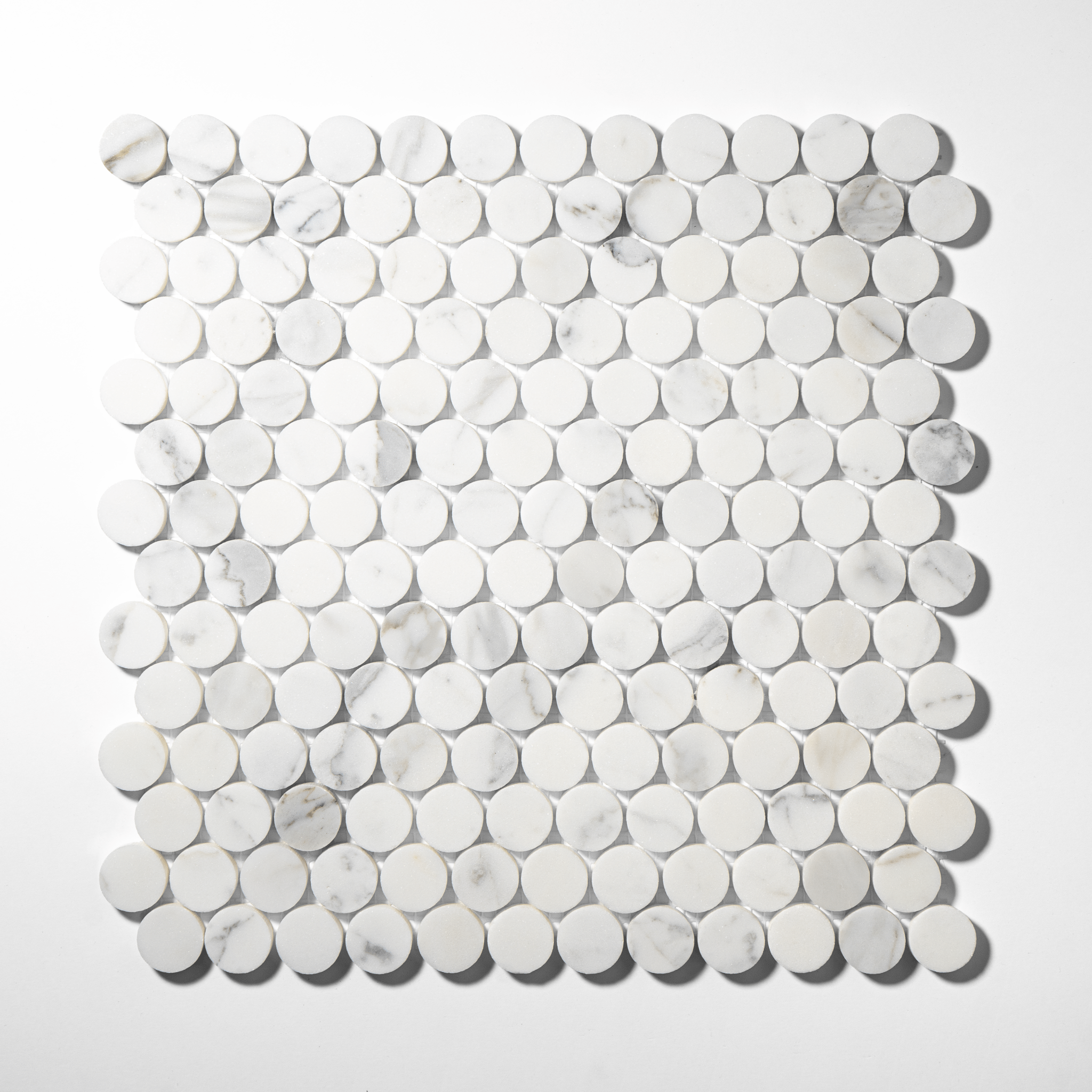 Penny Round 1"  Calacatta Gold Marble Polished Mosaic Tile