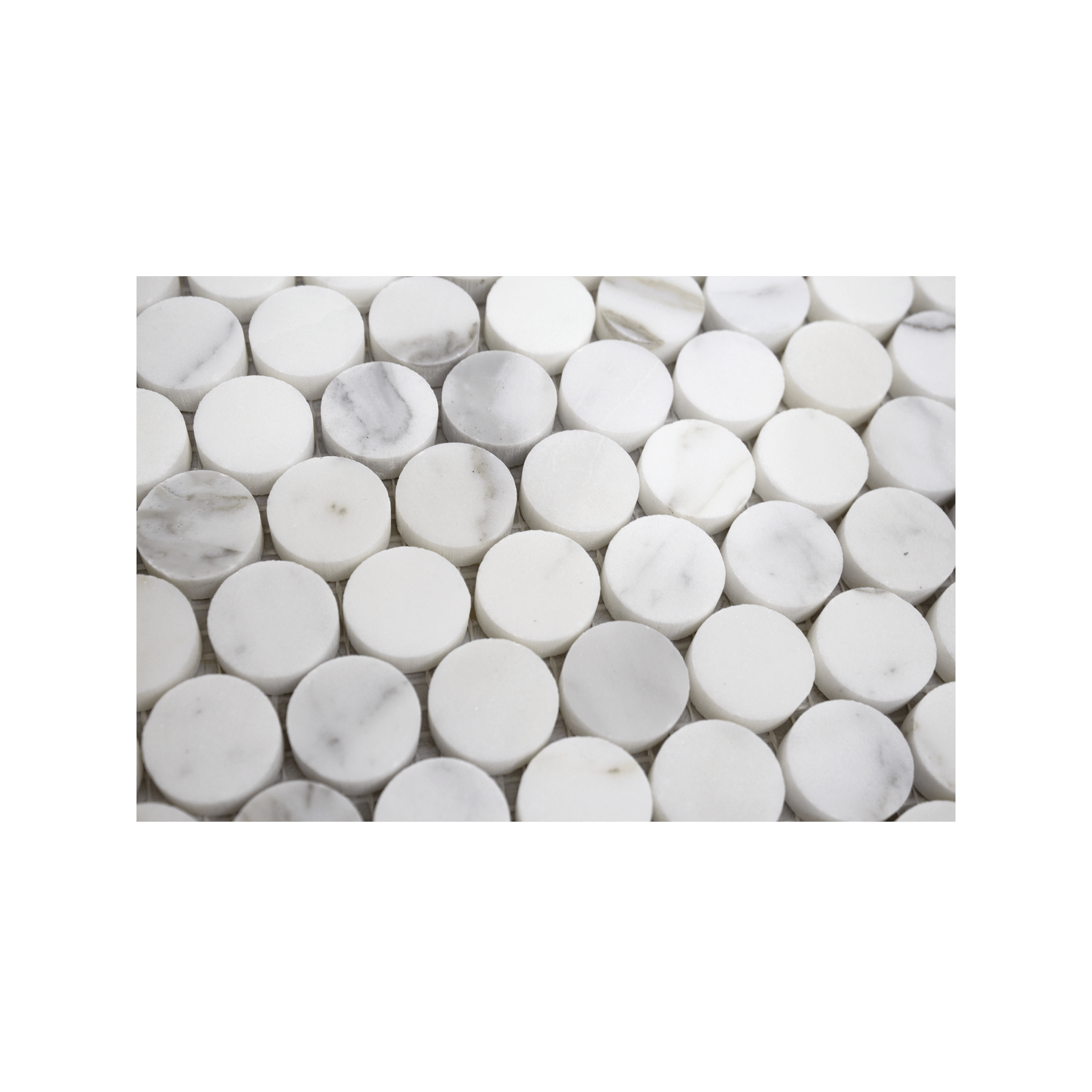 Penny Round 1" Calacatta Gold Marble Polished Mosaic Tile - Cemento Collection