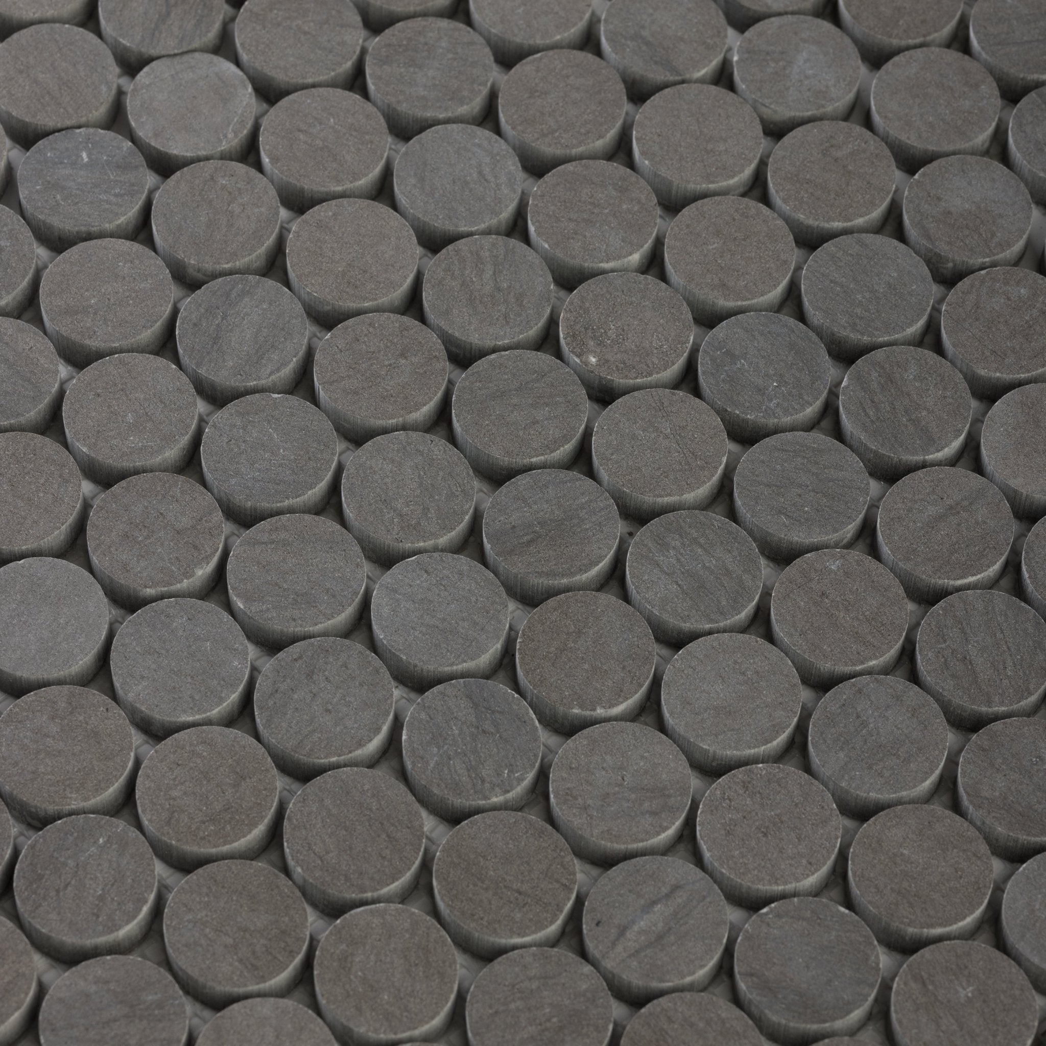 Penny Round 1" Grigio Foussana Limestone Honed Mosaic Tile - Cemento Collection