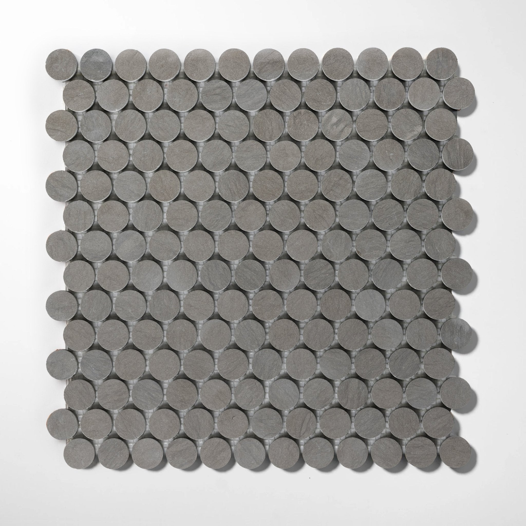 Penny Round 1" Grigio Foussana Limestone Honed Mosaic Tile - Cemento Collection