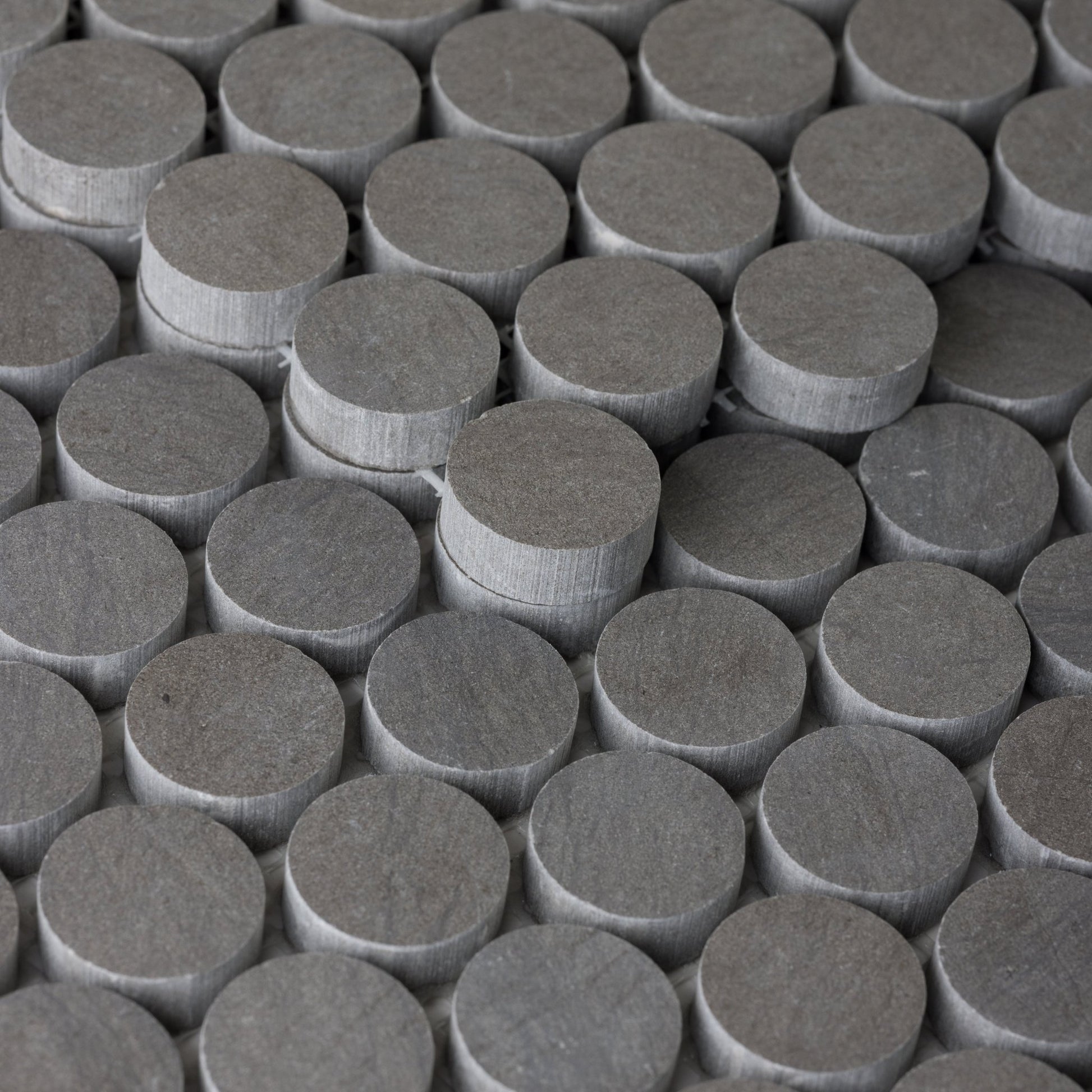 Penny Round 1" Grigio Foussana Limestone Honed Mosaic Tile - Cemento Collection