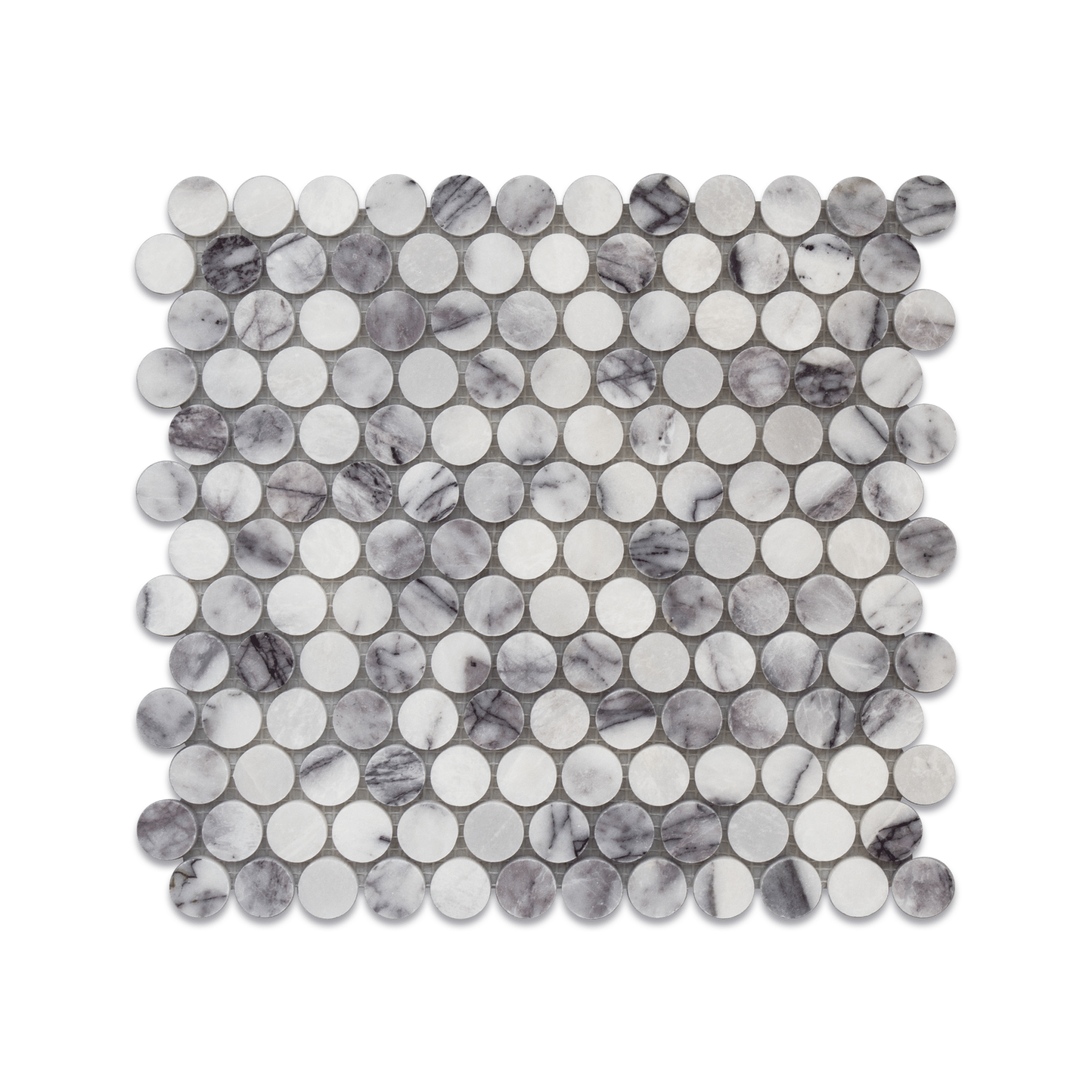 Penny Round 1" Lilac Marble Honed Mosaic Tile - Cemento Collection