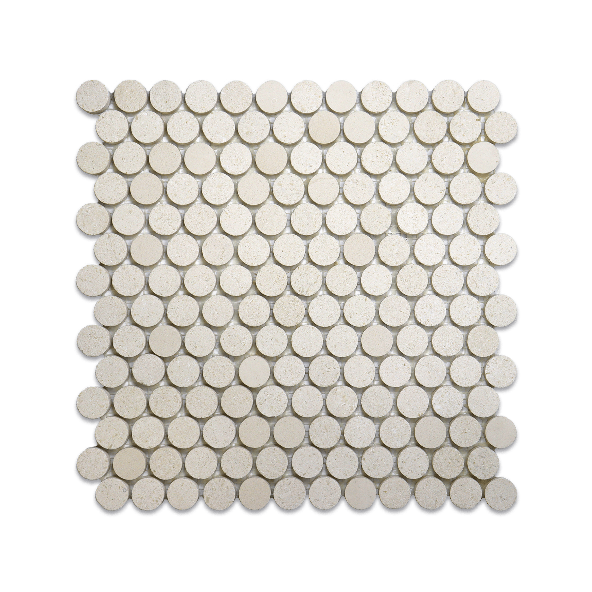 Penny Round 1" Limestone Honed Mosaic Tile - Cemento Collection