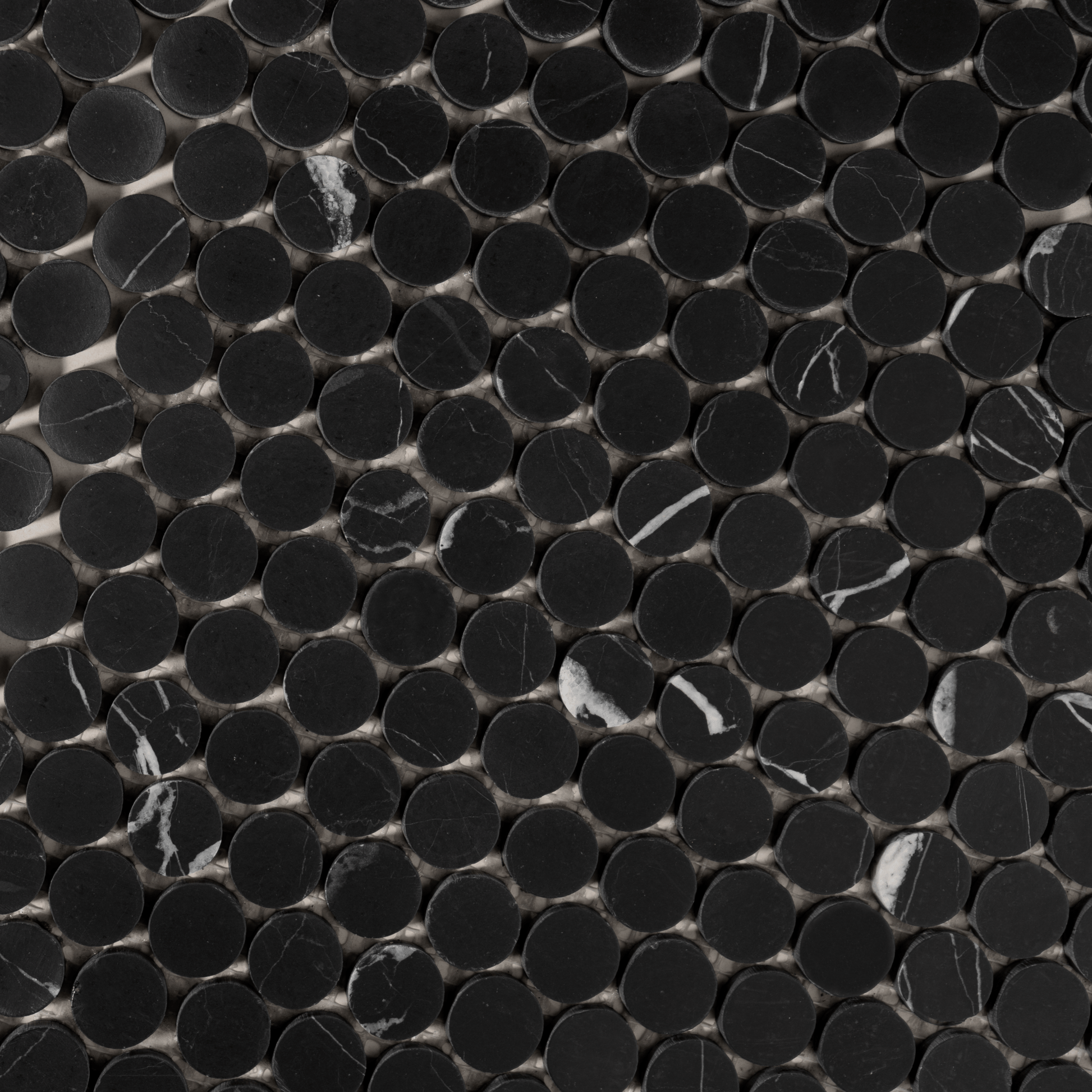  1" Nero Marquina Marble Honed Mosaic Tile