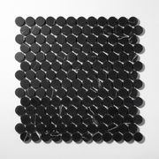 Penny Round 1" Nero Marquina Marble Honed Mosaic Tile