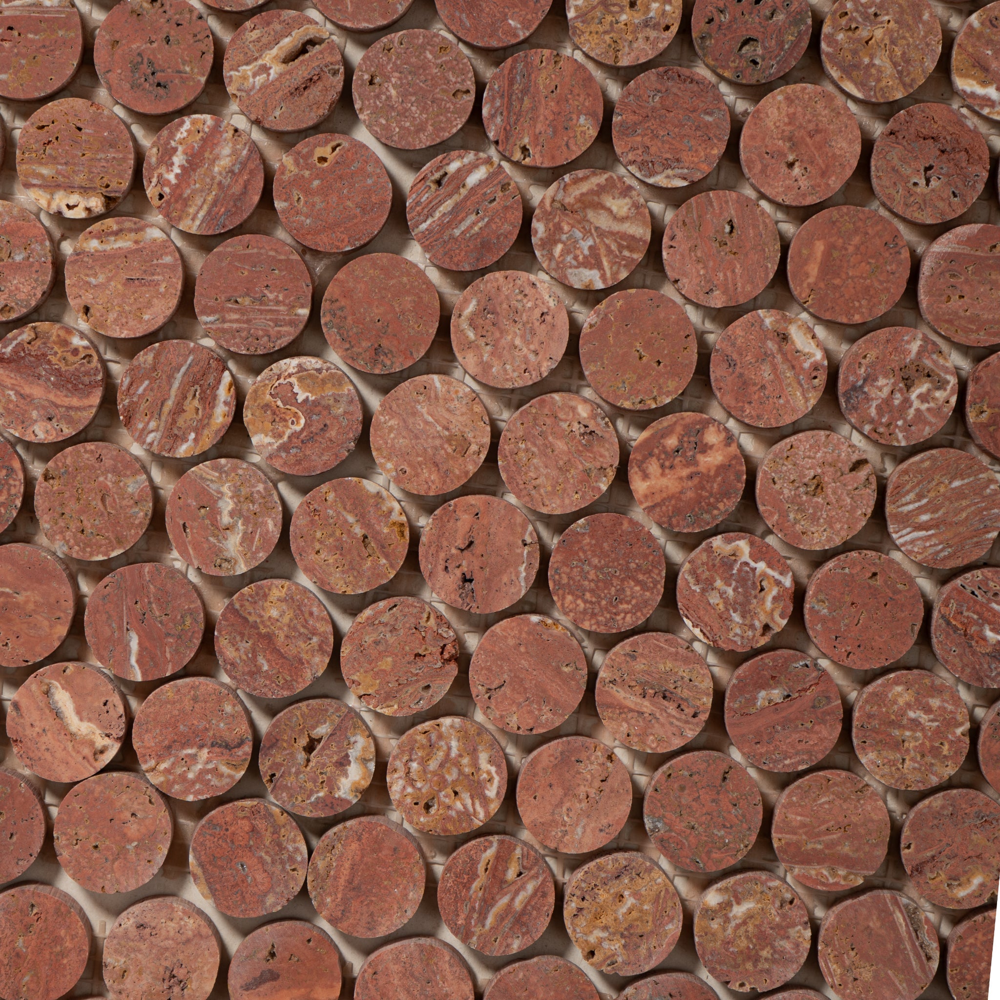 Red Travertine Honed Mosaic Tile