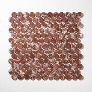 Penny Round 1"  Rojo Alicante Marble Polished Mosaic Tile