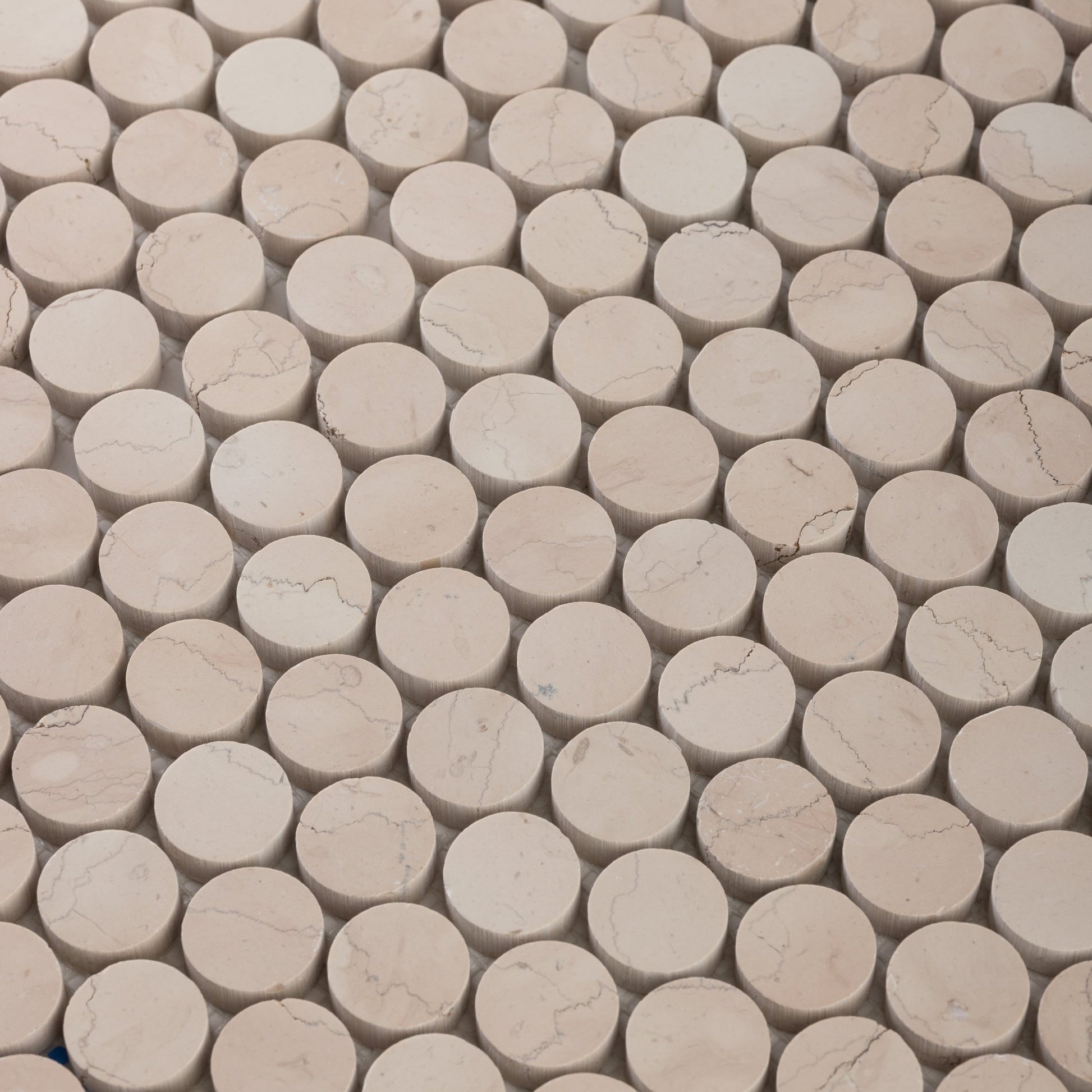 Penny Round 1" Rosa Perlino Marble Honed Mosaic Tile - Cemento Collection