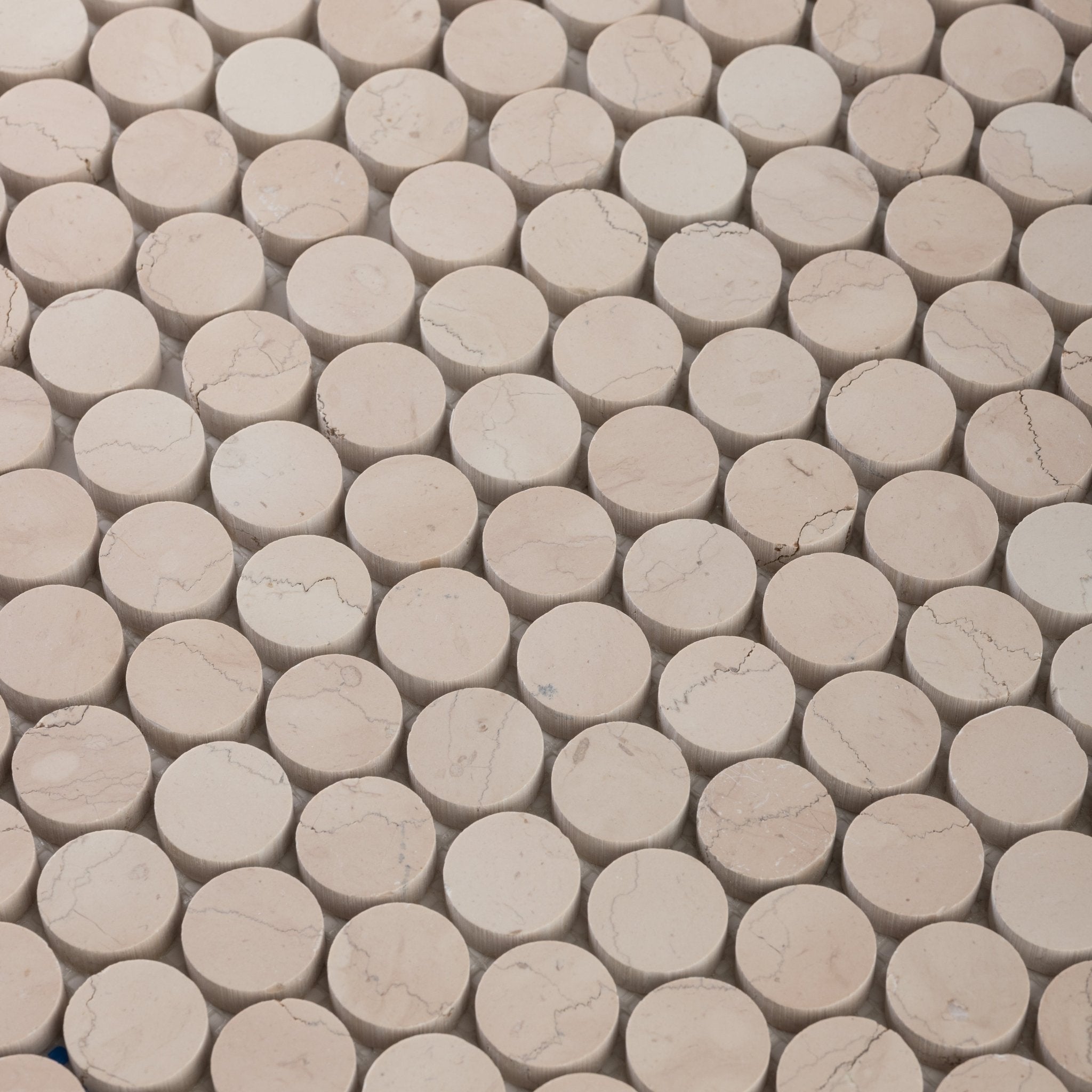 Penny Round 1" Rosa Perlino Marble Honed Mosaic Tile - Cemento Collection