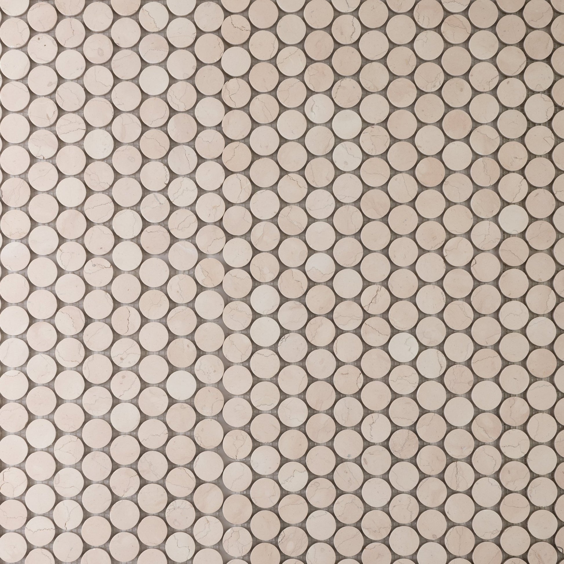 Penny Round 1" Rosa Perlino Marble Honed Mosaic Tile - Cemento Collection