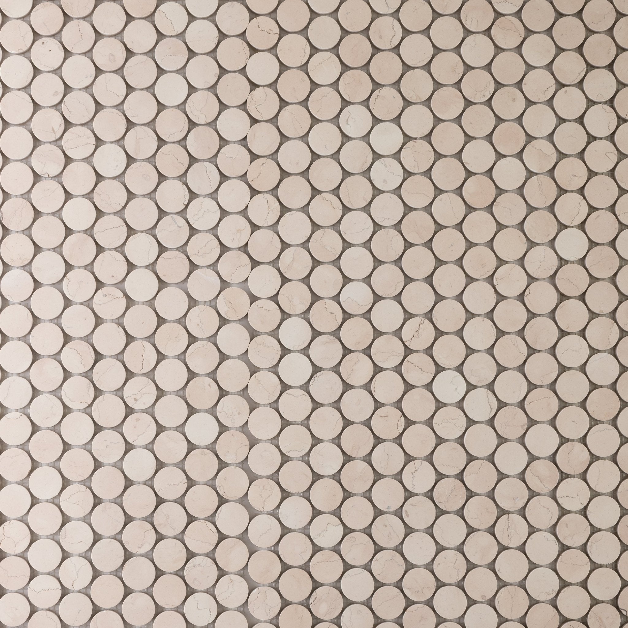 Penny Round 1" Rosa Perlino Marble Honed Mosaic Tile - Cemento Collection