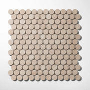 Penny Round 1" Rosa Perlino Marble Honed Mosaic Tile - Cemento Collection