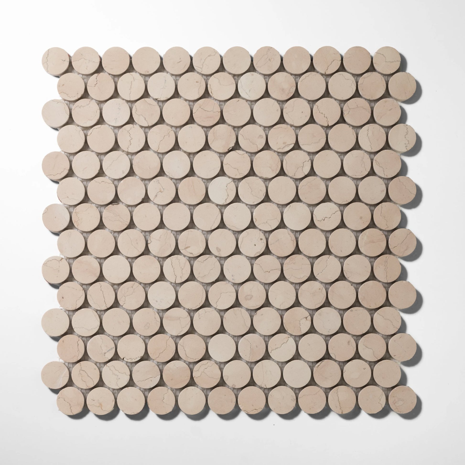 Penny Round 1" Rosa Perlino Marble Honed Mosaic Tile - Cemento Collection