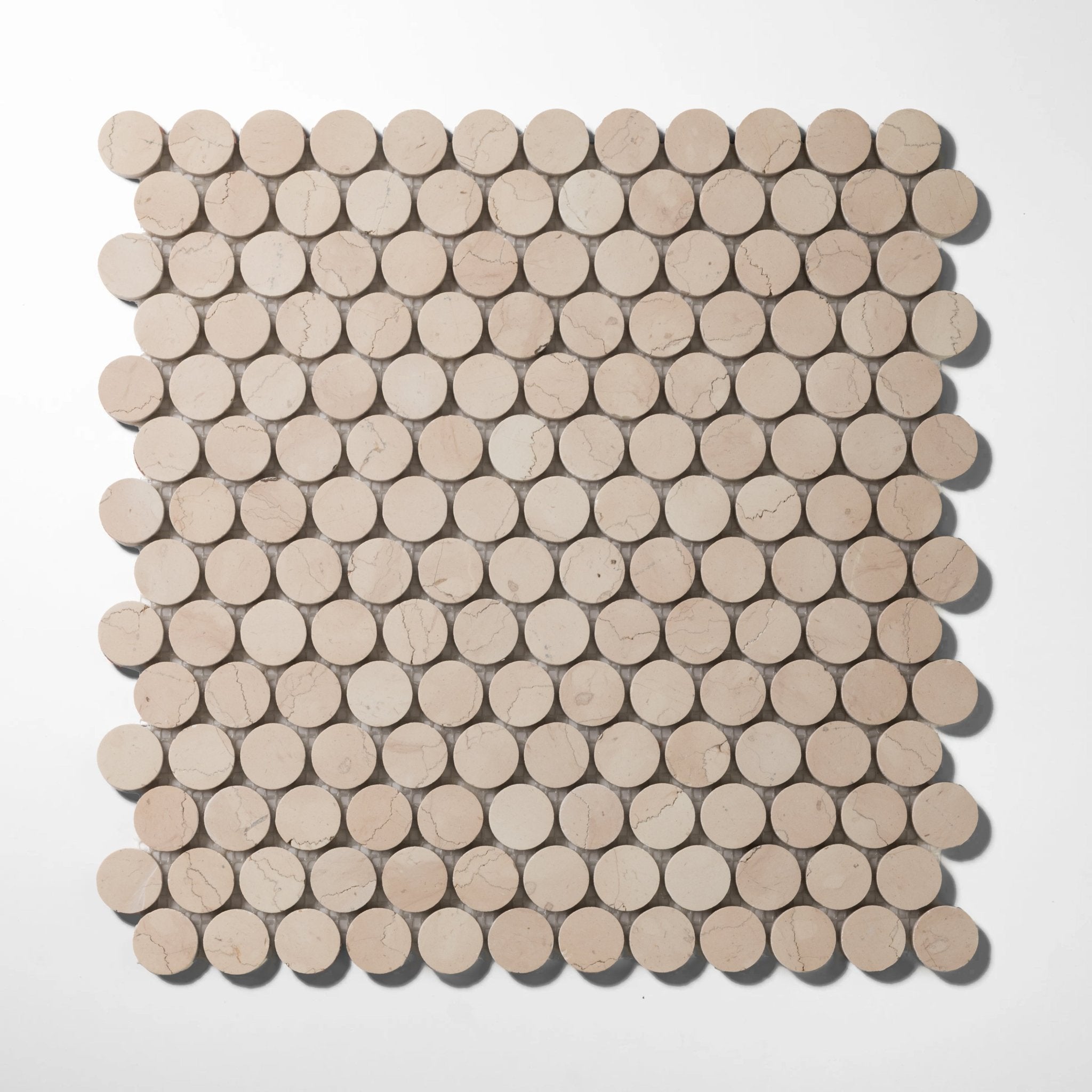 Penny Round 1" Rosa Perlino Marble Honed Mosaic Tile - Cemento Collection