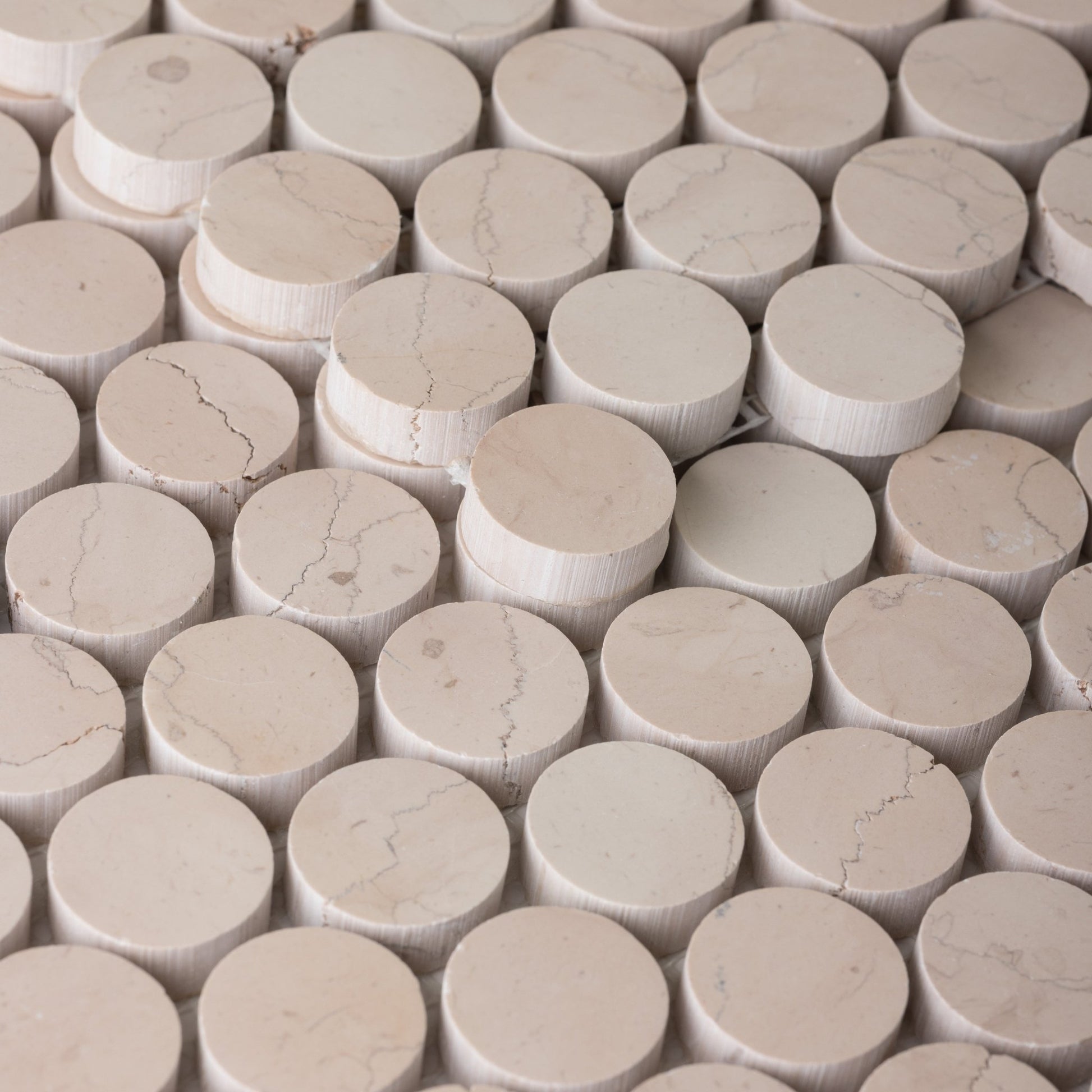 Penny Round 1" Rosa Perlino Marble Honed Mosaic Tile - Cemento Collection