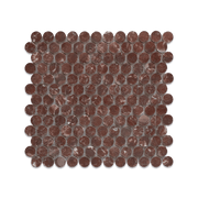 Penny Round 1" Rosso Levanto Marble Polished Mosaic Tile - Cemento Collection