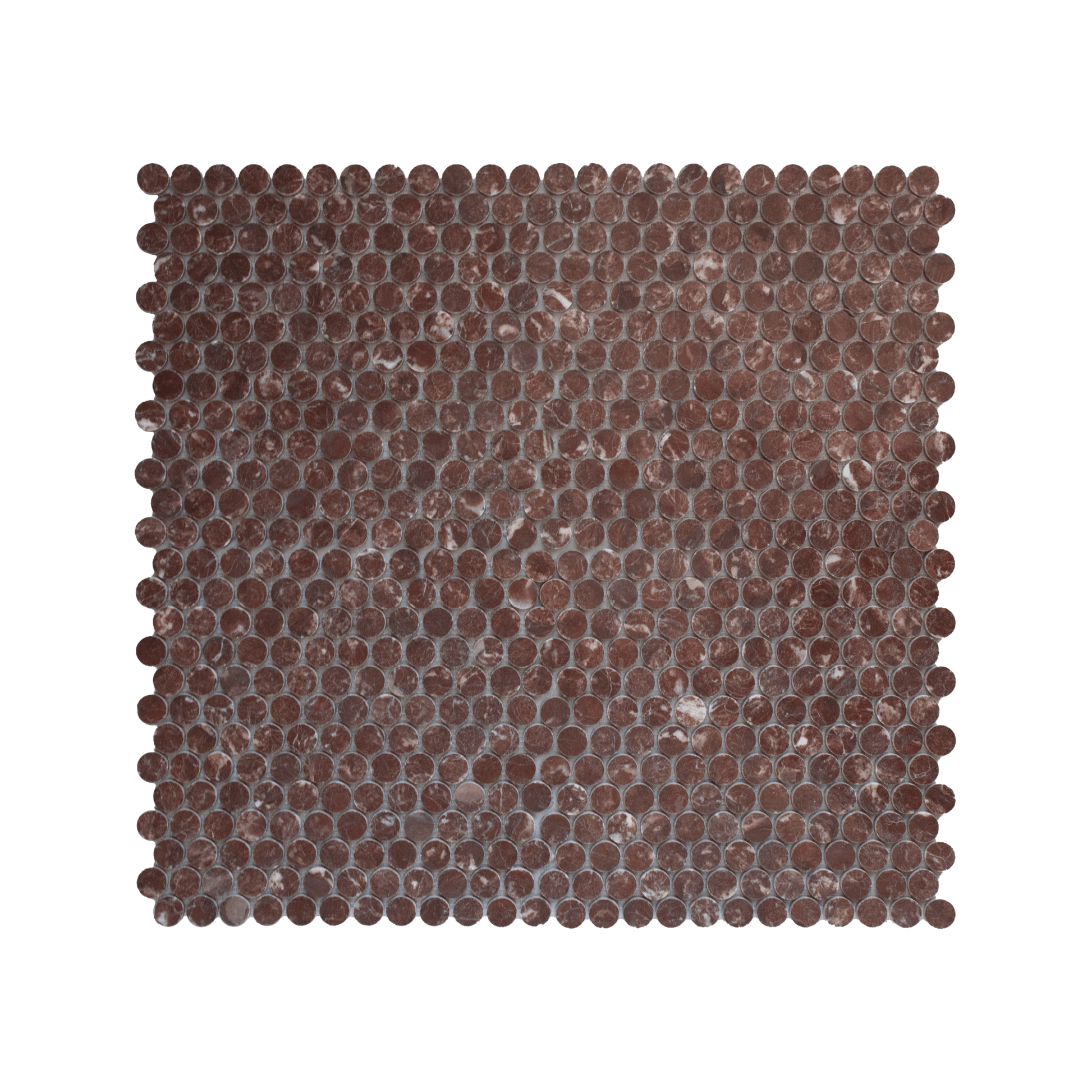 Penny Round 1" Rosso Levanto Marble Polished Mosaic Tile - Cemento Collection
