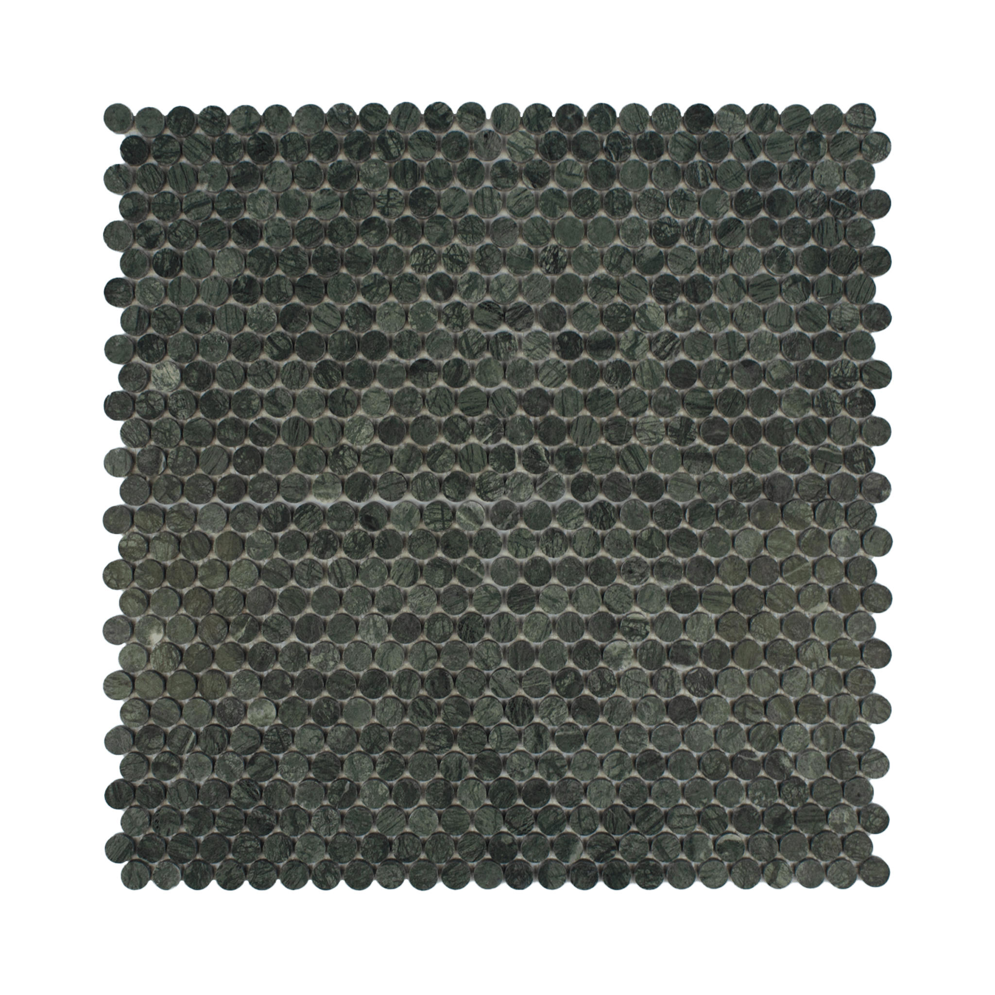 Penny Round 1" Verde Alpi Marble Honed Mosaic Tile - Cemento Collection