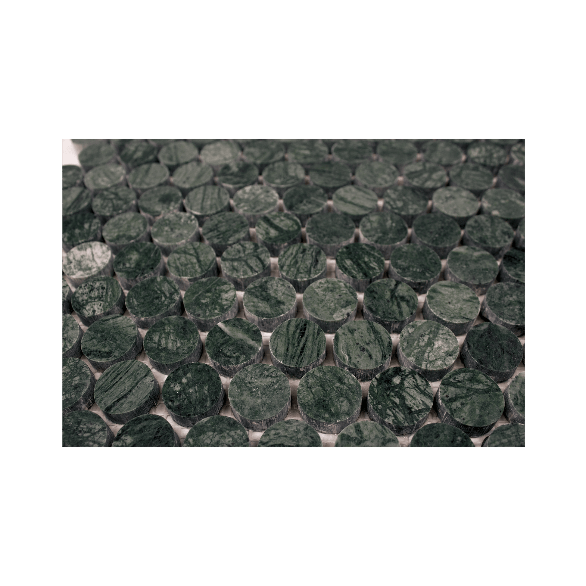 Penny Round 1" Verde Alpi Marble Honed Mosaic Tile - Cemento Collection