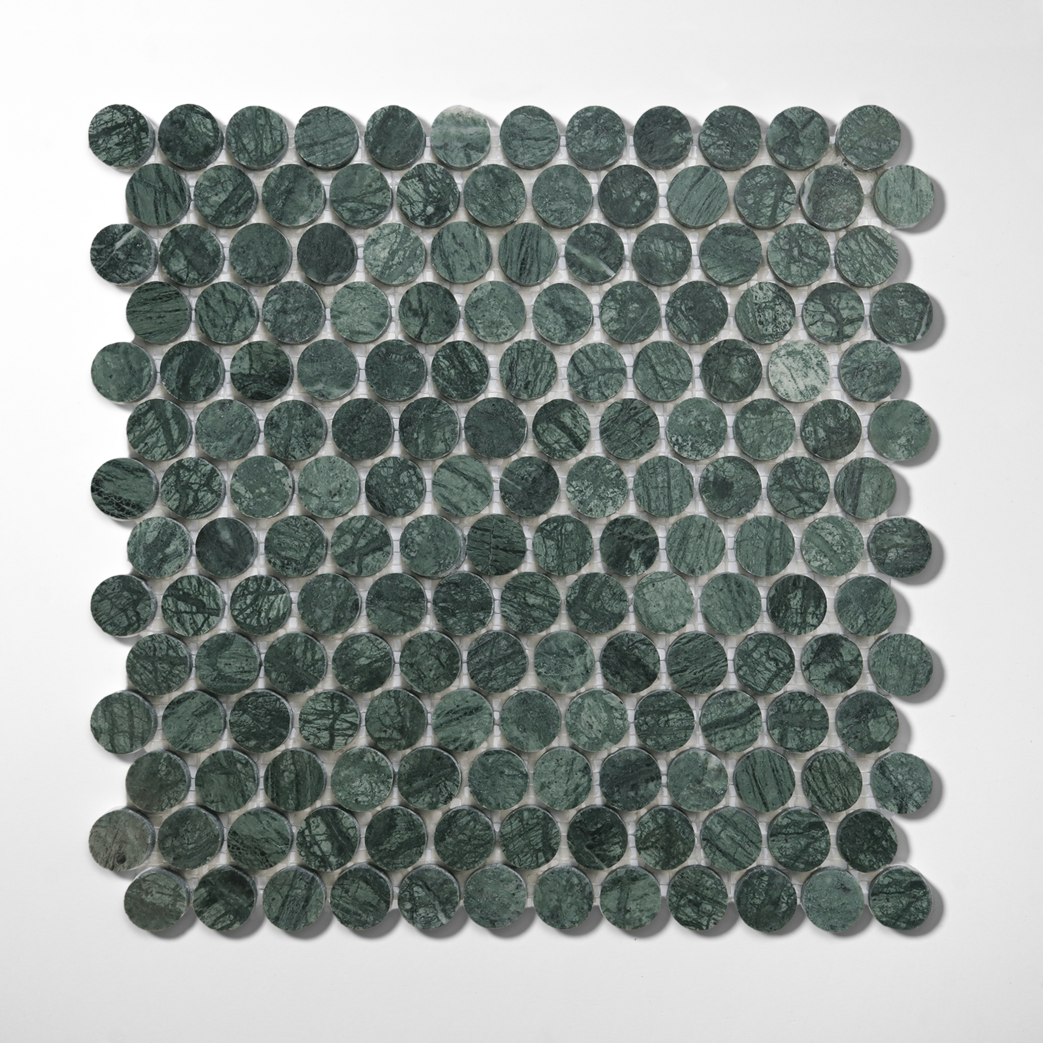 Penny Round 1" Verde Alpi Marble Honed Mosaic Tile