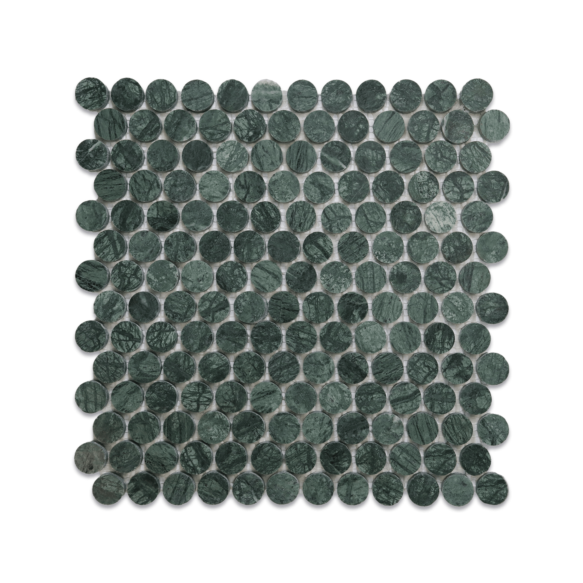 Penny Round 1" Verde Alpi Marble Honed Mosaic Tile - Cemento Collection