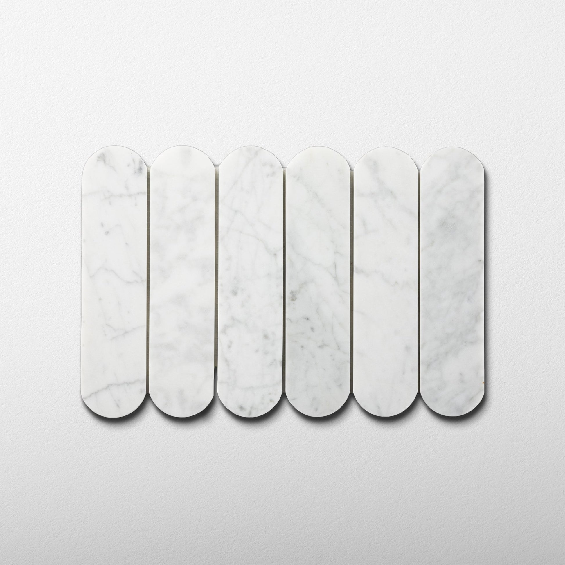 Pill Shape Bianco Carrara Marble Honed Mosaic Tile - Cemento Collection